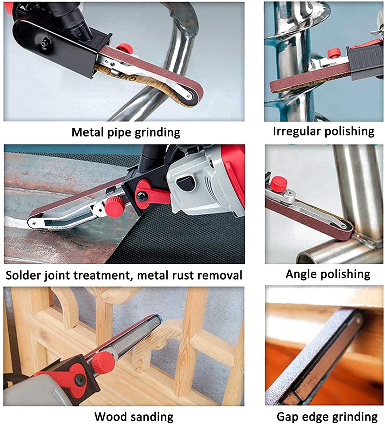 Adaptador De Lijadora De Banda, Mini Accesorios Para Herramientas De Lijado De Carpintería, Instalación Ajustada Para Husillo De 10 Mm Para Madera, Tubos De Metal, Huecos Y Esquinas, Lijadoras De Ban