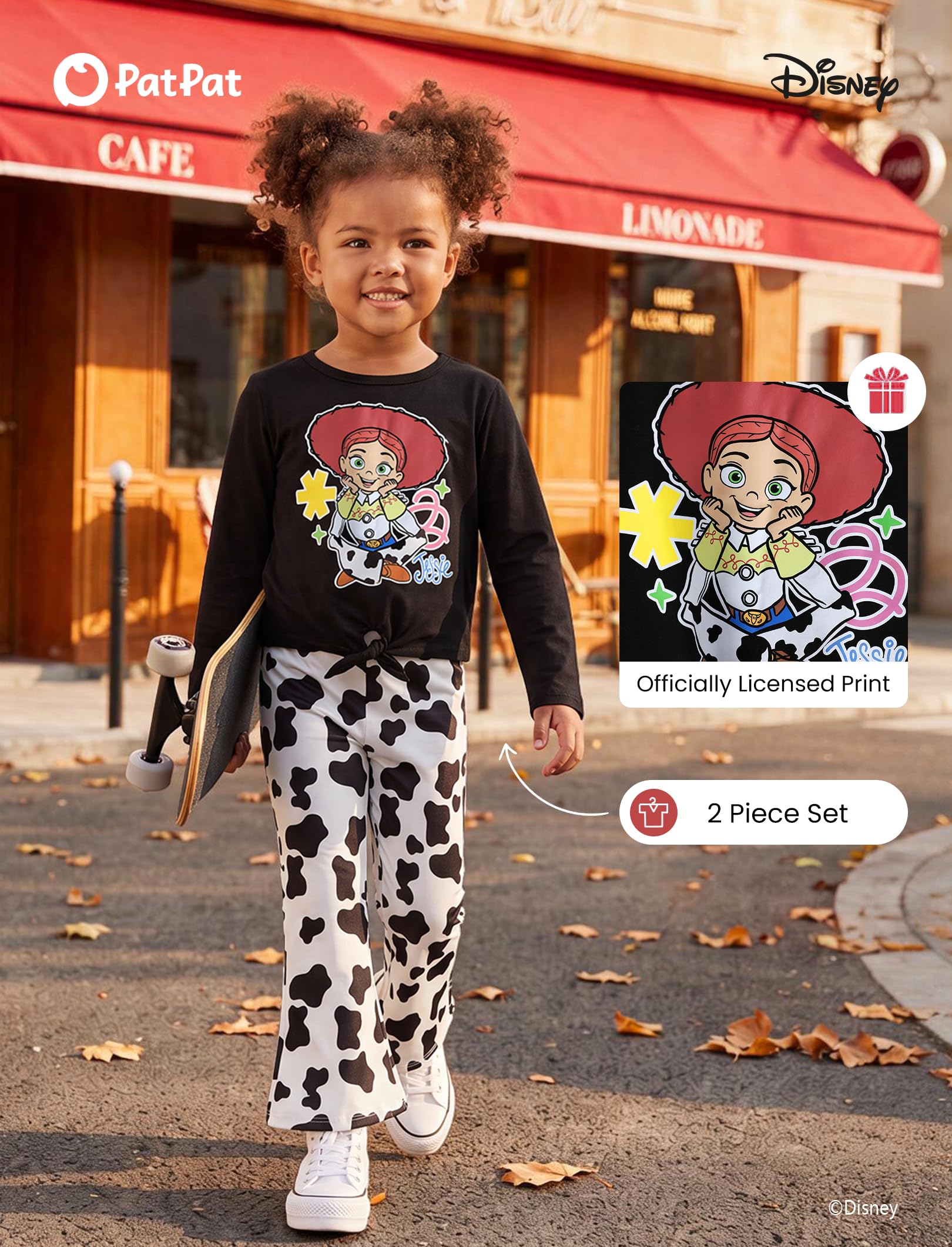 Disney Die Eiskönigin Prinzessin Minnie Stitch Mädchen Kleidung Langarm Knoten vorne Sweatshirt Schlaghose Herbst 2-9Y | Offizielles Lizenzprodukt, niedliche Charakter-Grafiken, Retro-inspiriert, weicher Stretch, bequeme Passform, leicht