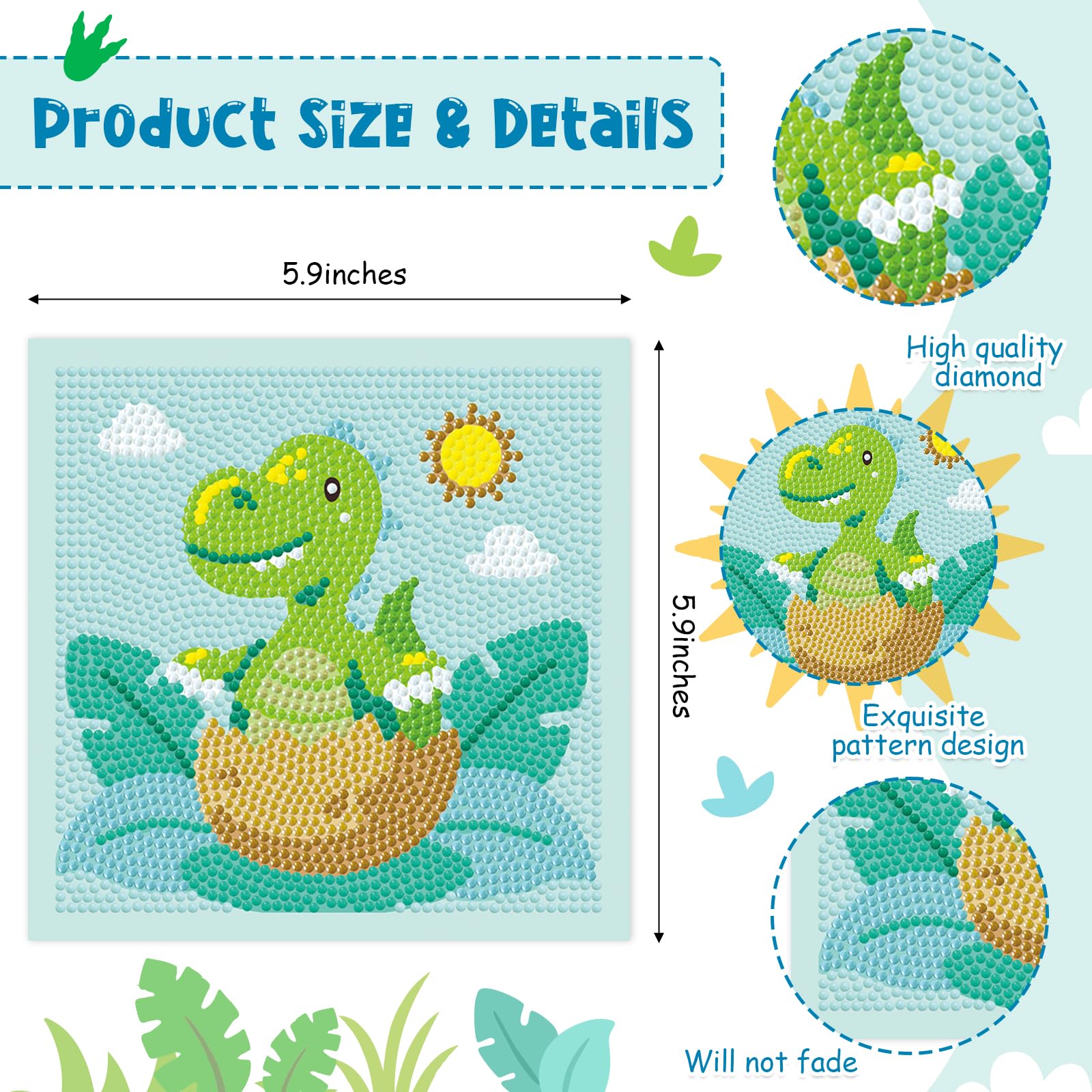 Cheerupp 4 Pcs Dinosaur Diamond Art Kits - Image 4