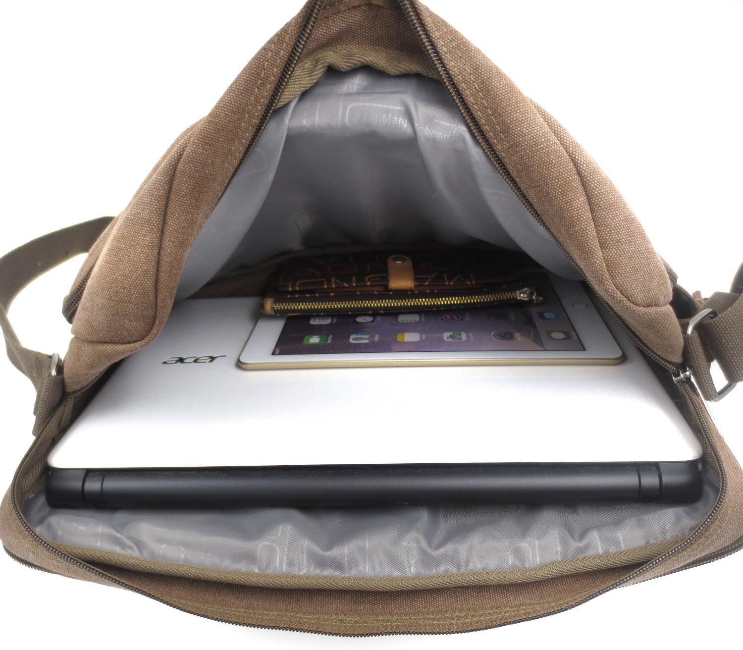 Mens Messenger Bag Canvas Shoulder Bag for Women Multi-pocket Travel Purses Satchel Work Handbag Crossbody Bag