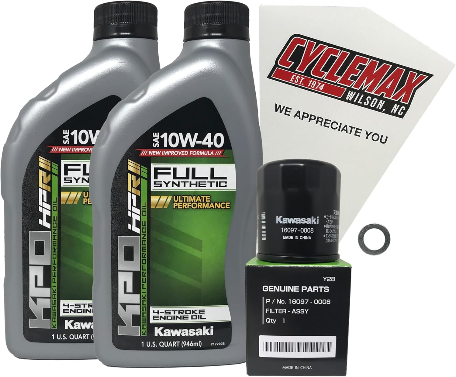 Cyclemax Full Synthetic Oil Change Kit compatible with 2019-2023 Kawasaki Z400