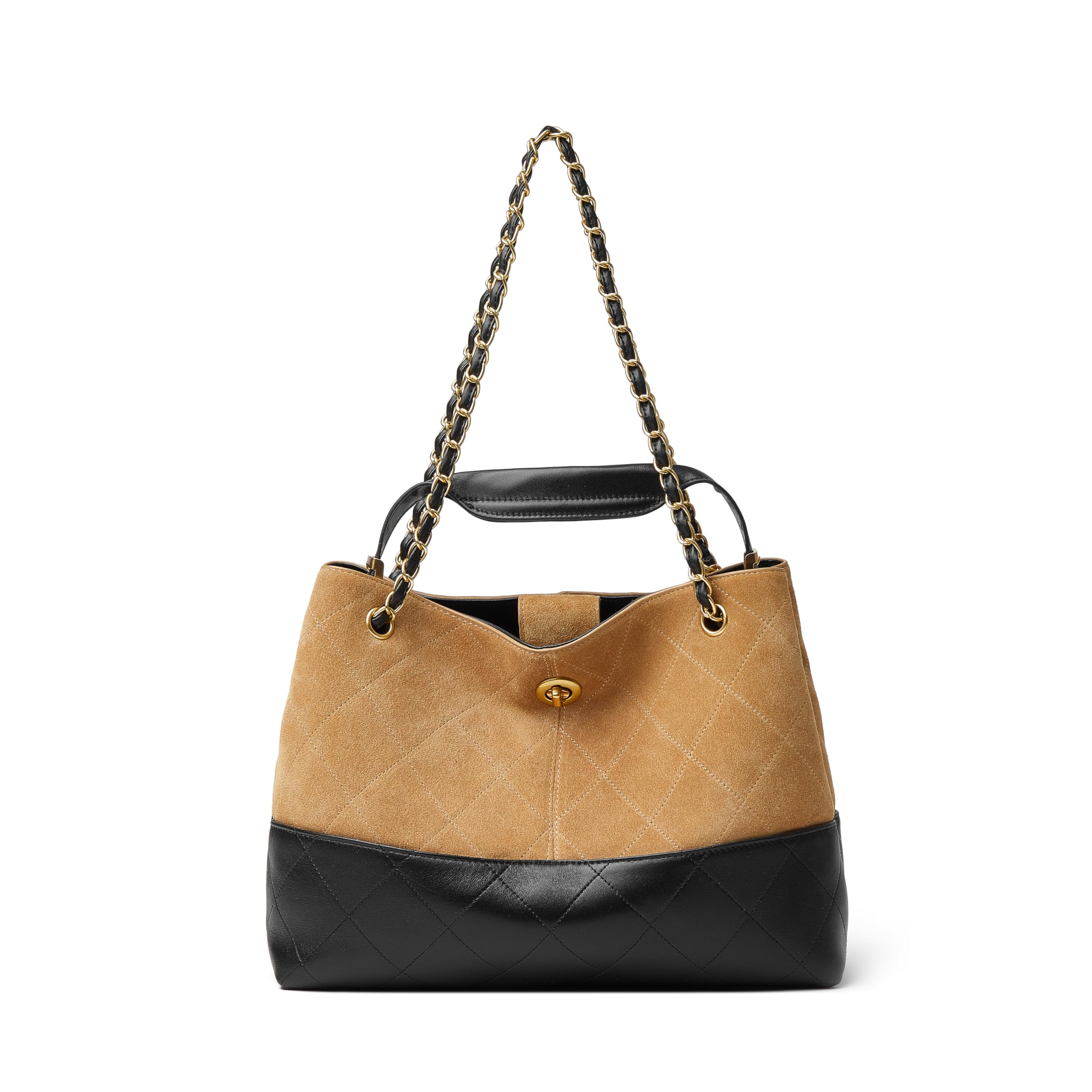 DORIS&JACKY Gesteppte Wildleder-Tragetasche für Damen, Designer-Lammfell-Umhängetasche und Handtaschen mit Kettenriemen