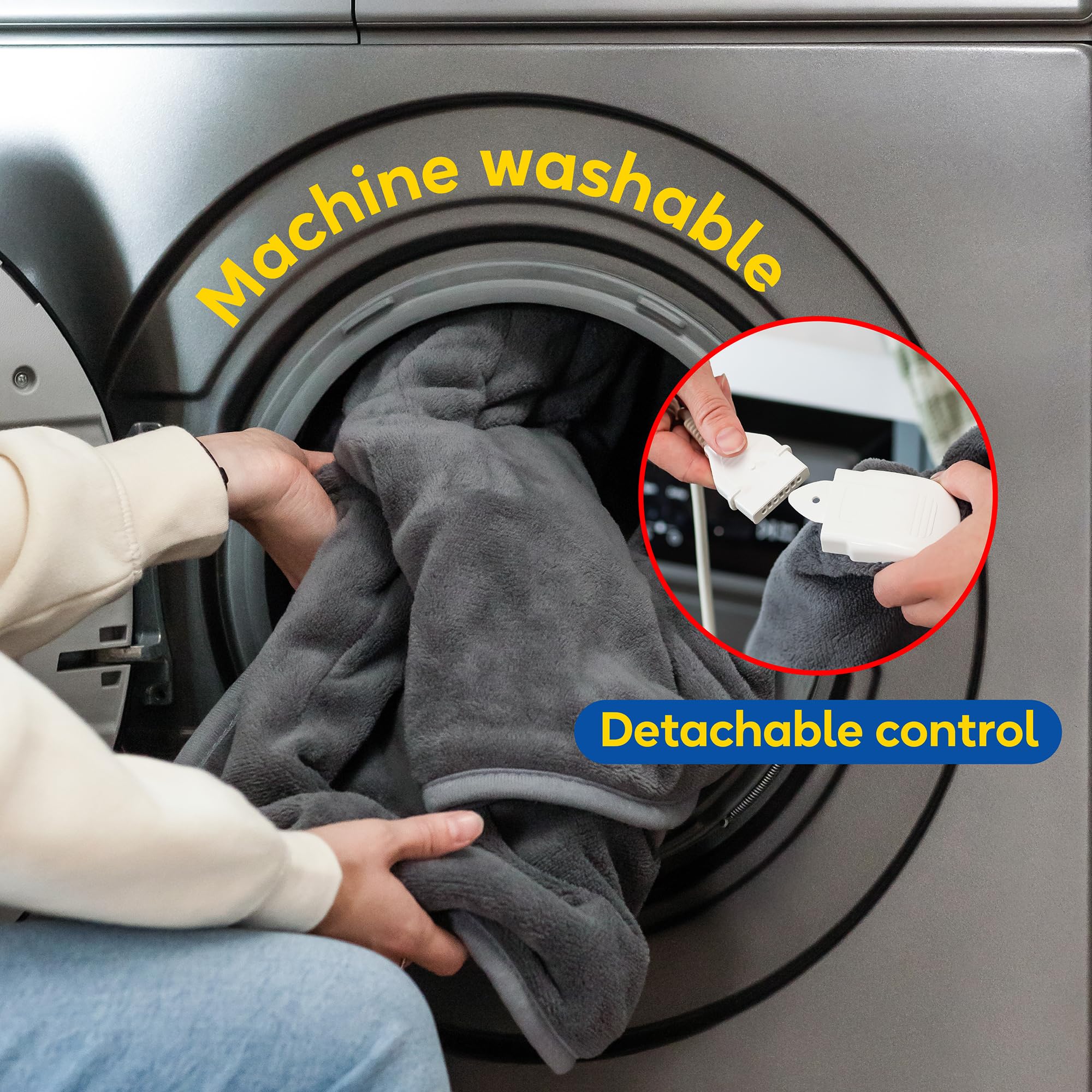 Russell Hobbs RHHT1004GR Couverture chauffante en micropolaire avec télécommande numérique, arrêt automatique, protection contre la surchauffe, minuterie de 12 heures, 9 réglages de chaleur Gris 130 x