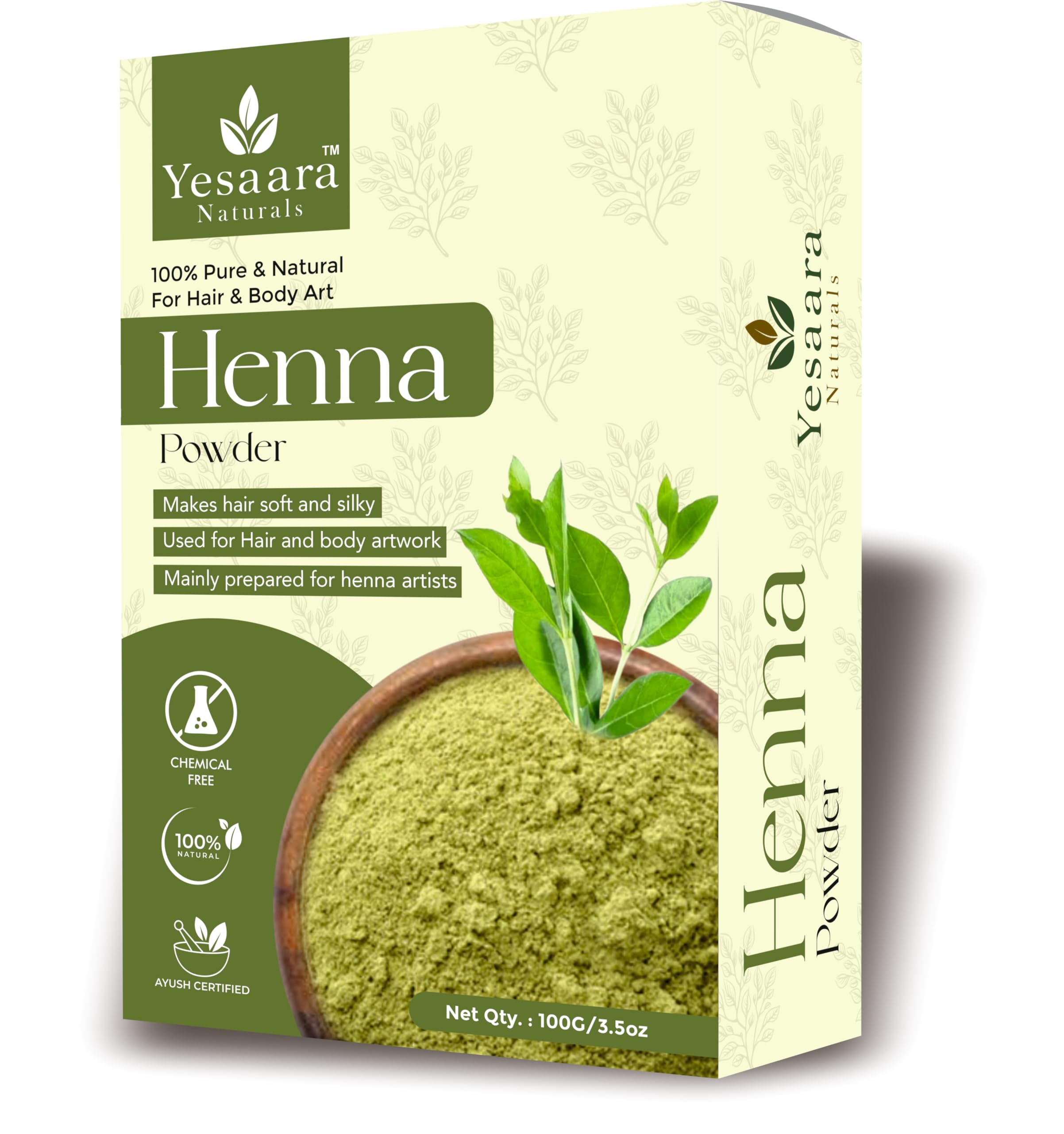 Triple Filtered Pure Henna Powder, 100g, for Hair and Body Art, Chemical-Free, Natural Reddish-Brown Color-image-45