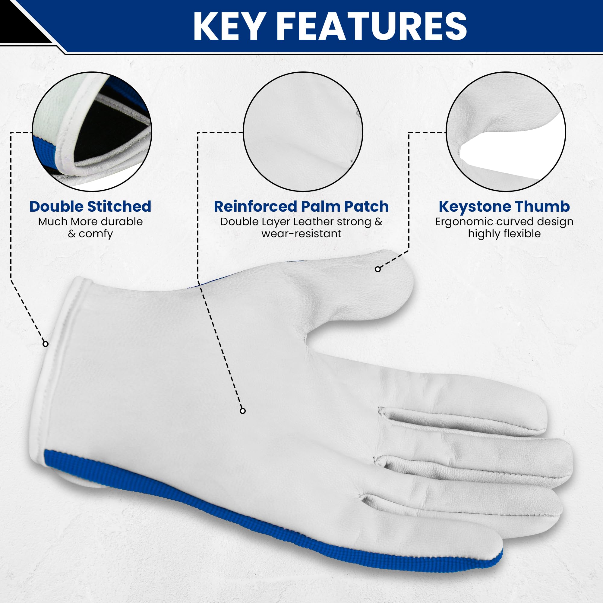 STONELIGHT Unisex Gardening Gloves Made with Leather & Spandex - Image 4
