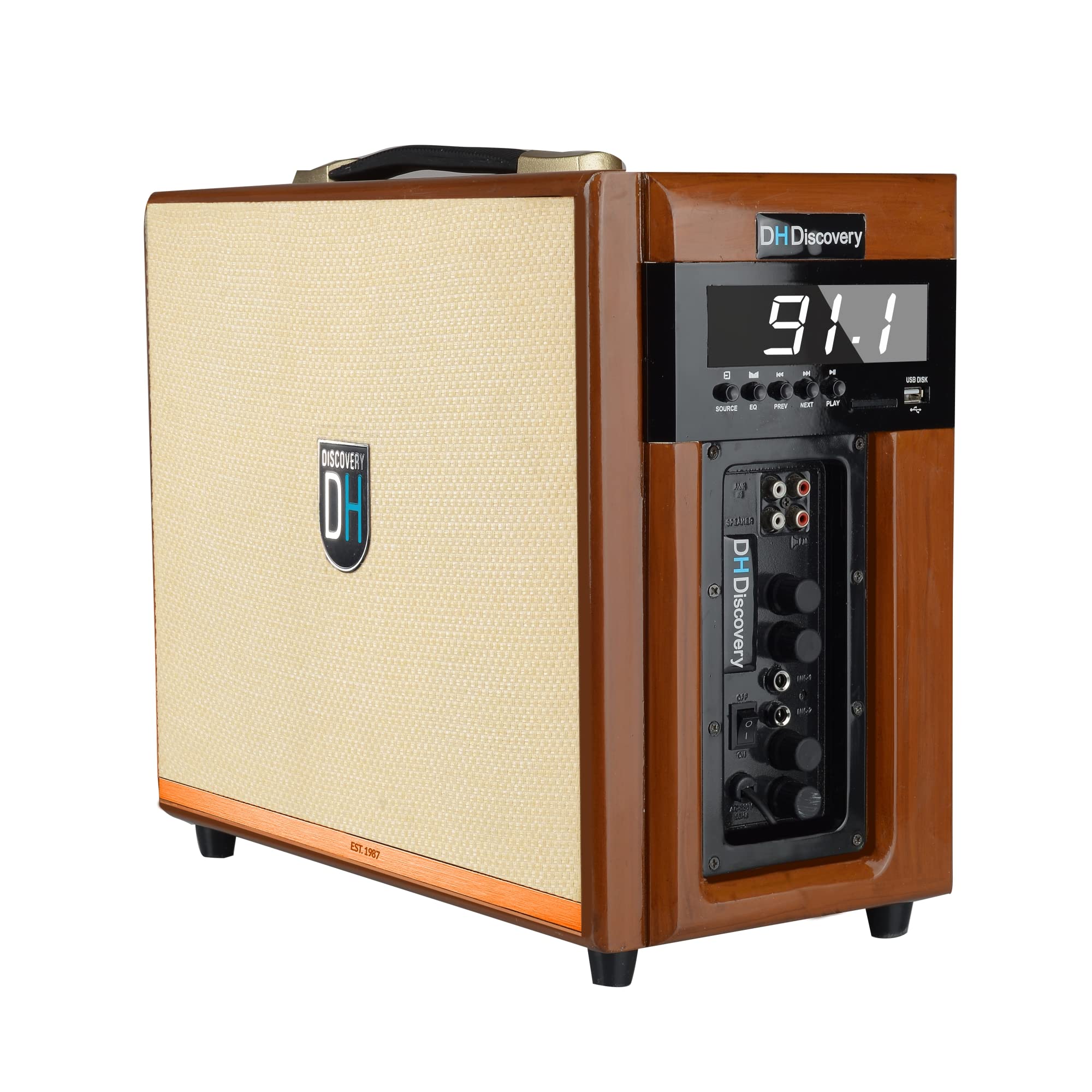 DH Discovery DJ-205 I 250 Watt RMS Output Wireless Bluetooth Speaker with Free Wireless Mic | Wooden Premimum Body | 2 Year Warranty | Brown-image-44