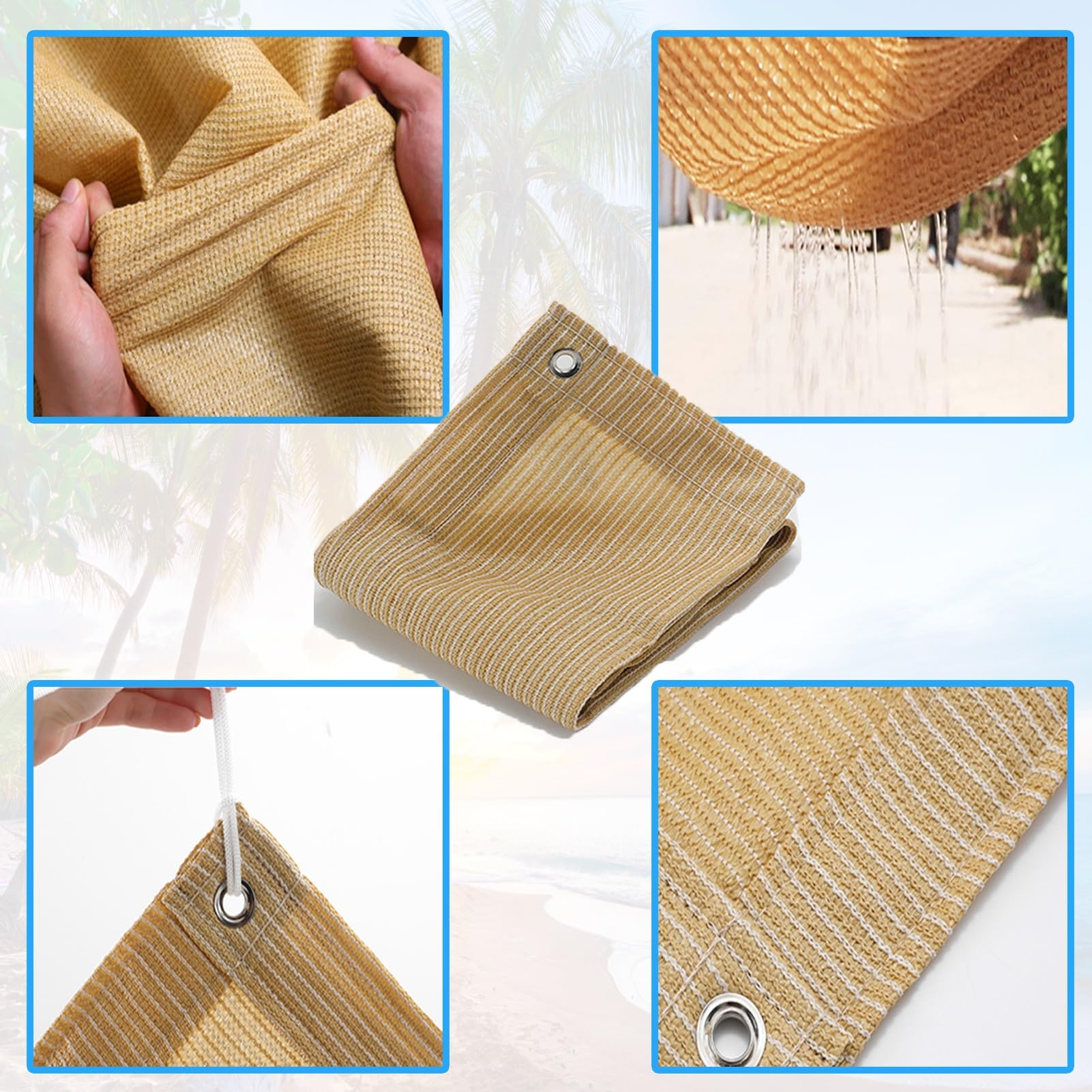 Vela parasole rettangolare 2x3m, riparo da giardino, protezione solare