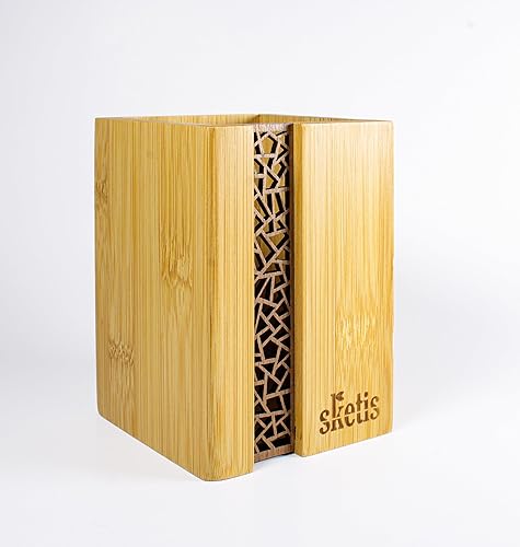 Organizador de madera de bambú de alta calidad bolígrafo multiusos, lápiz, crayón, marcador, cepillo, regla, soporte de tubo para suministros de