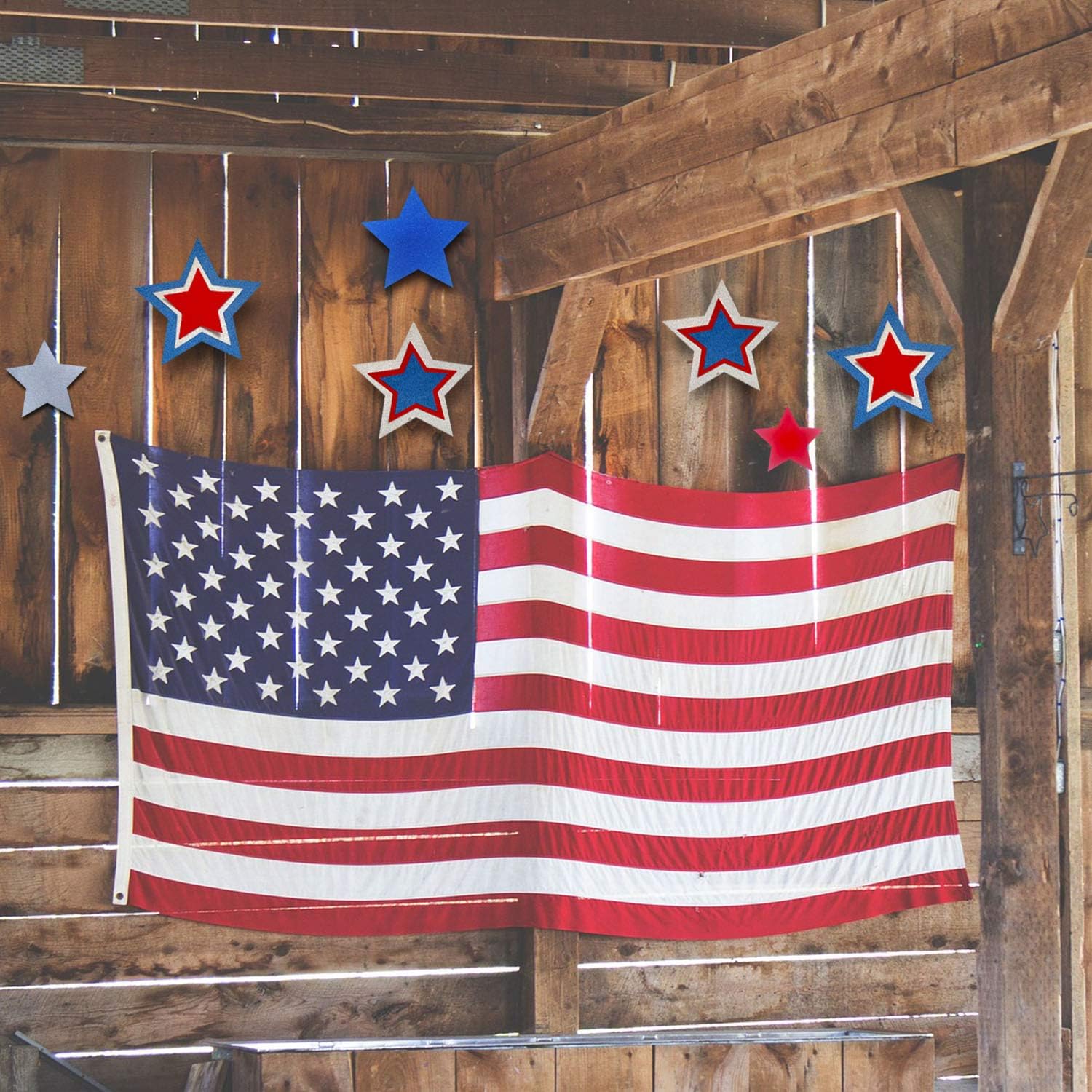 Patriotic Star Cutouts Glitter Cutouts Kit 4th of July Decoration for Independence Day 45 Pieces