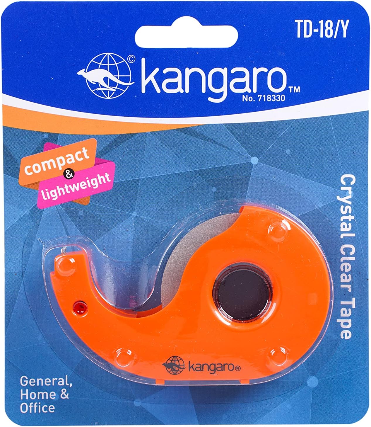 Kangaro Desk Essentials TD18Y Crystal Clear Tape Dispenser Blister
