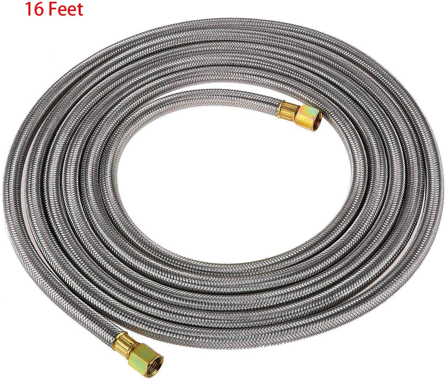 MENSI 16 Feet Stainless Steel Braided BBQ Grill Extension Propane Hose 3/8" Female Flare Threads