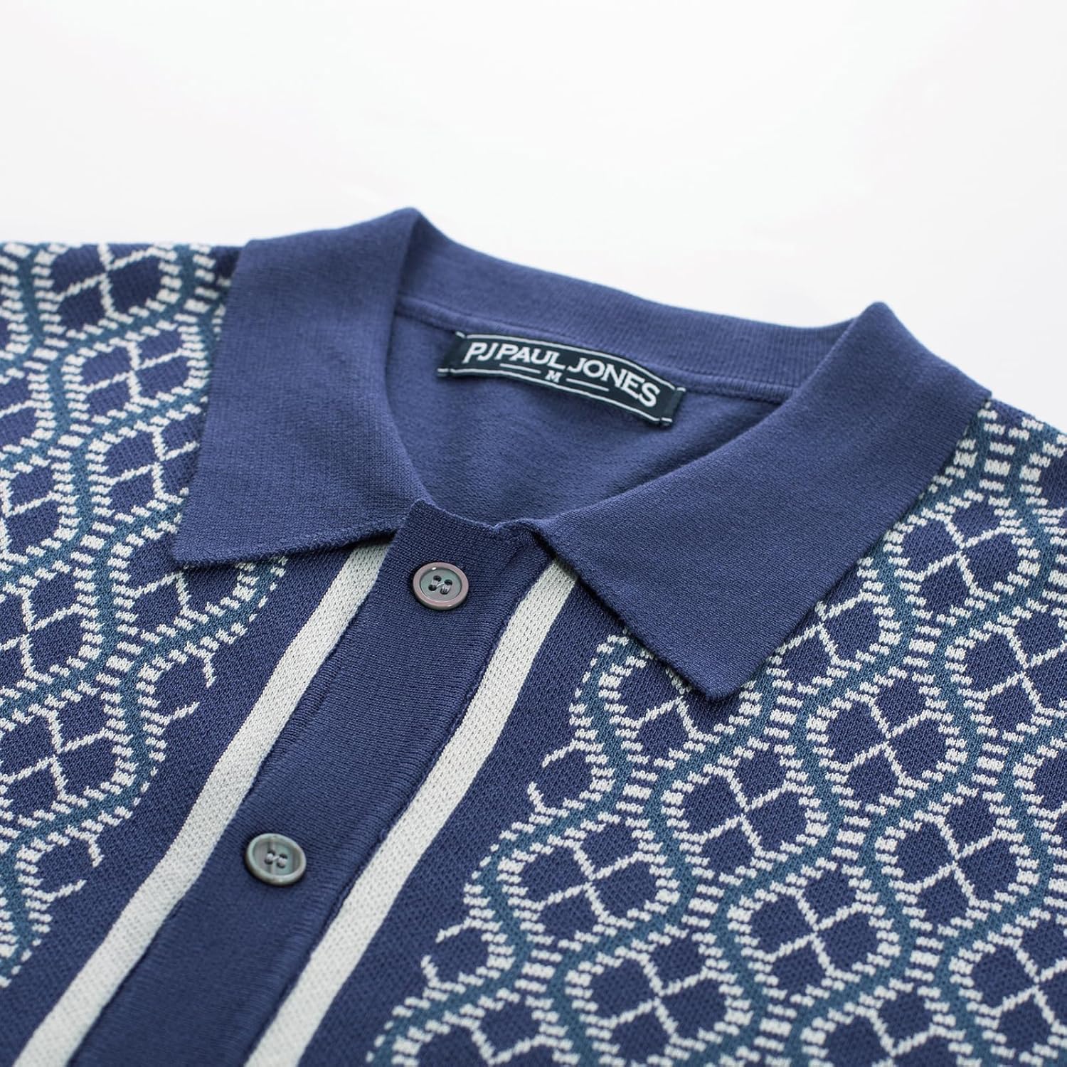 PJ PAUL JONES Men's Polo Shirts 70s Vintage Shirts Contrast Knitted Polo Shirts - Image 7
