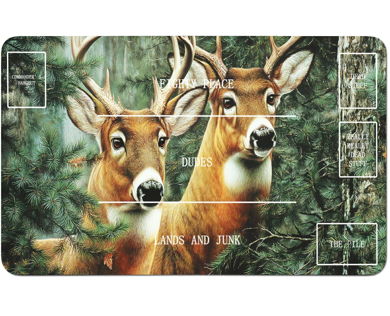 RWUTYTIUL for MTG Card Playmat 24 X 14 Inch with B Zone, Stitched Play Mat for Commander Board TCG RPG CCG Game Desktop Tablet Mouse Pad for Playing Accessories, Two Forest Deer