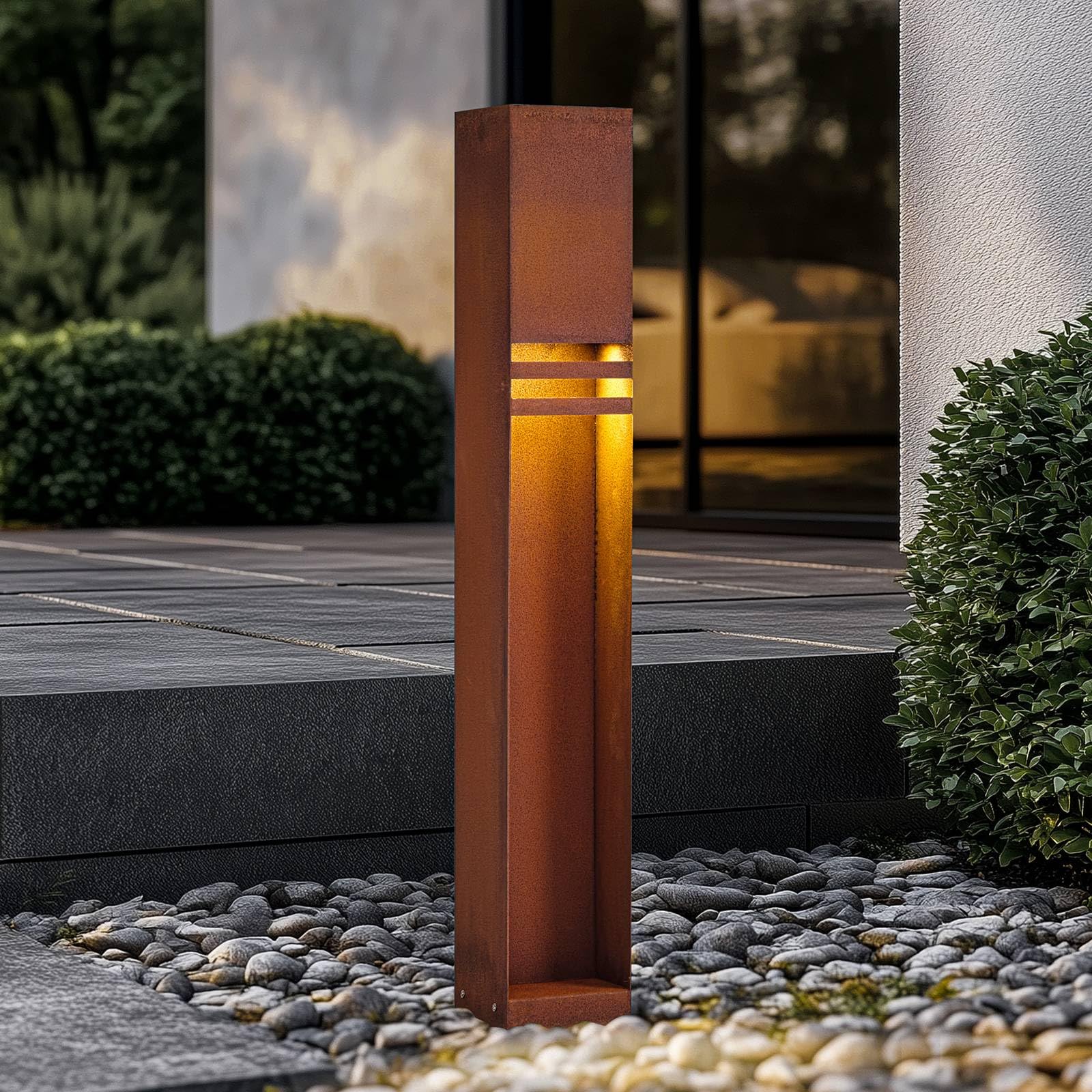 Lucande LED Außenleuchte Oxido (spritzwassergeschützt (Modern) in Braun aus Metall (1 flammig,) - Wegeleuchte Pollerleuchte Wegelampe Sockelleuchte