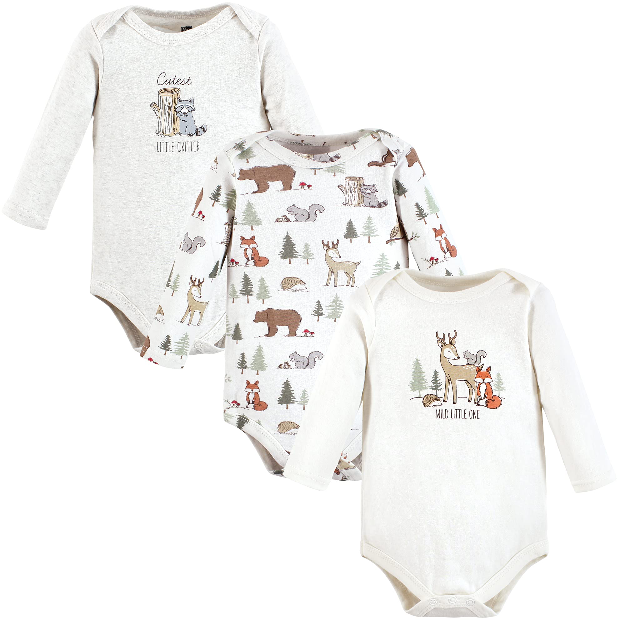 Hudson Baby Unisex Baby Cotton Long-Sleeve Bodysuits, Forest Animals 3-Pack, 18-24 Months