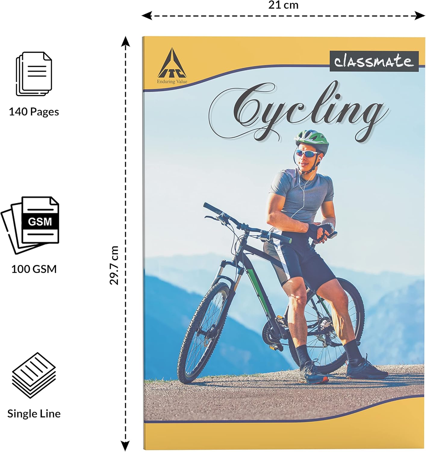 Classmate Long Notebook - A4, Soft Cover, 140 Pages, Single Line - Pack of 6