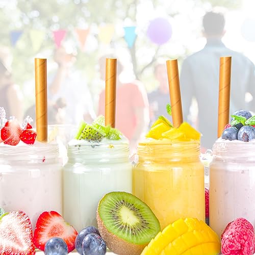 Miniatura 7 de Friendly Straw Paquete de 150 pajitas biodegradables jumbo para batidos y batidos, 7.75 x 0.4 pulgadas, pajitas de papel desechables extra anchas