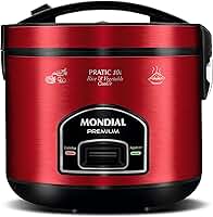 MONDIAL Panela Elétrica de Arroz, Vermelho/Inox, 700W, 110V - PE-46-10X
