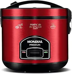 MONDIAL Panela Elétrica de Arroz, Vermelho/Inox, 700W, 220V - PE-46-10X