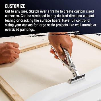 U.S. Art Supply 12 W x 2 Yards 6 ft Long Unstretched Canvas Roll - 100% Cotton 12oz Triple Primed Gesso Acid Free - Professional Artist Quality Oil Painting & Acrylic Painting Mural - Cut to Frame