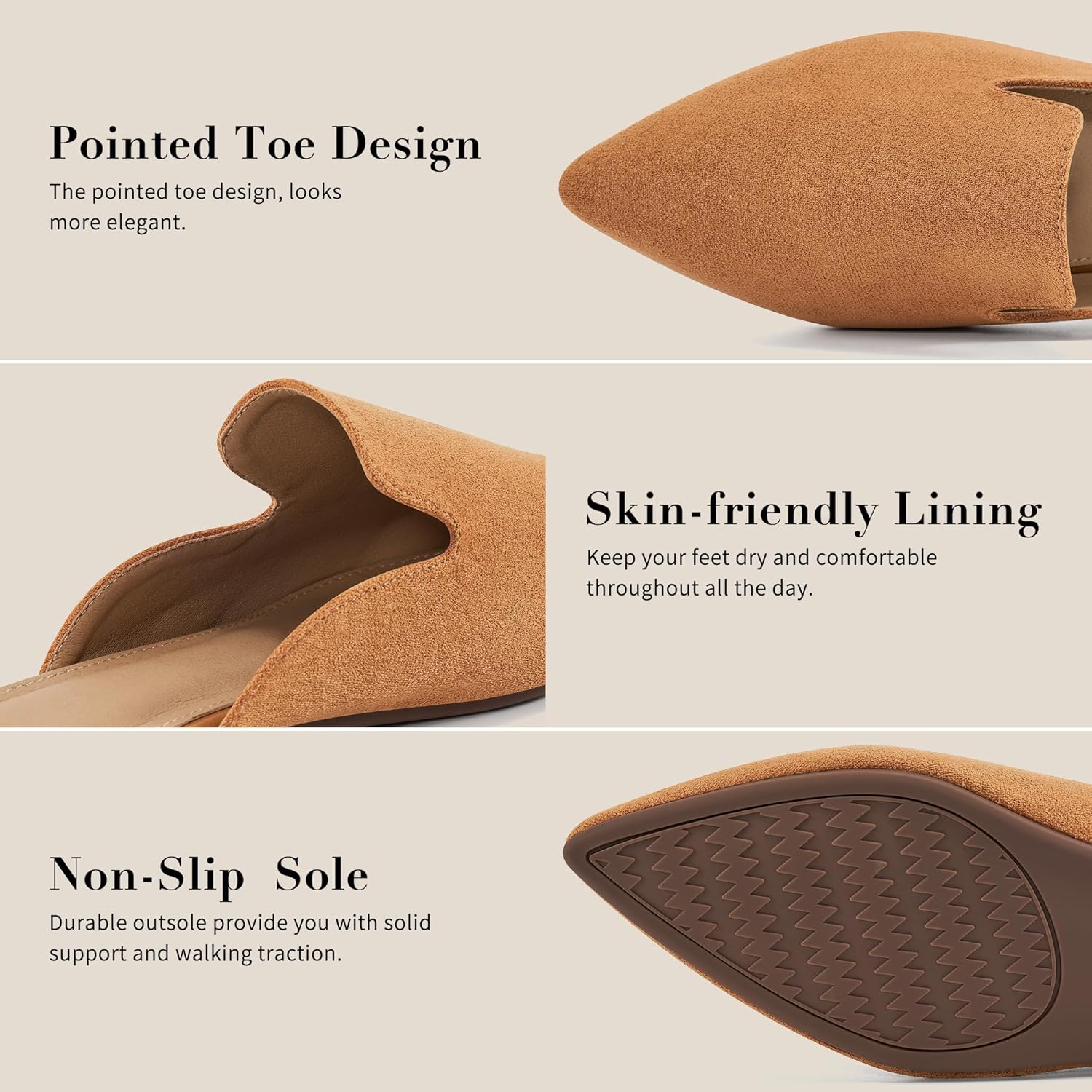 Ecetana Womens Mules Flats 2026 Pointed Toe Dressy Slip On Work Shoes for Business Comfortable Casual Slides Backless Loafers - Image 4