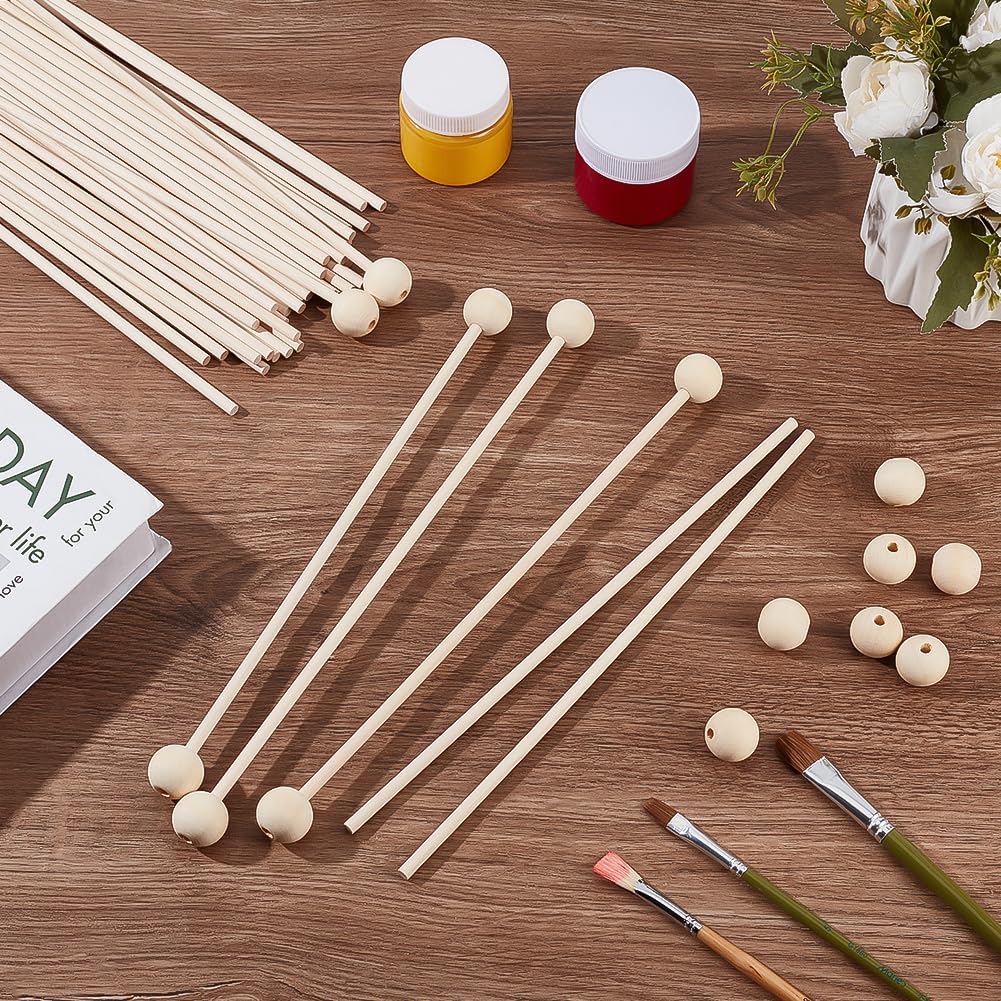 BENECREAT 40pcs Wooden Dowel Rods & 40pcs Dowel Caps - Image 4