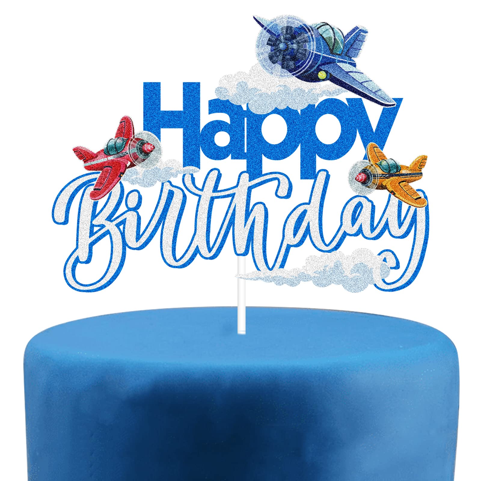 Amazon.com: Airplane Happy Birthday Cake Topper - Airplane Time Flies ...