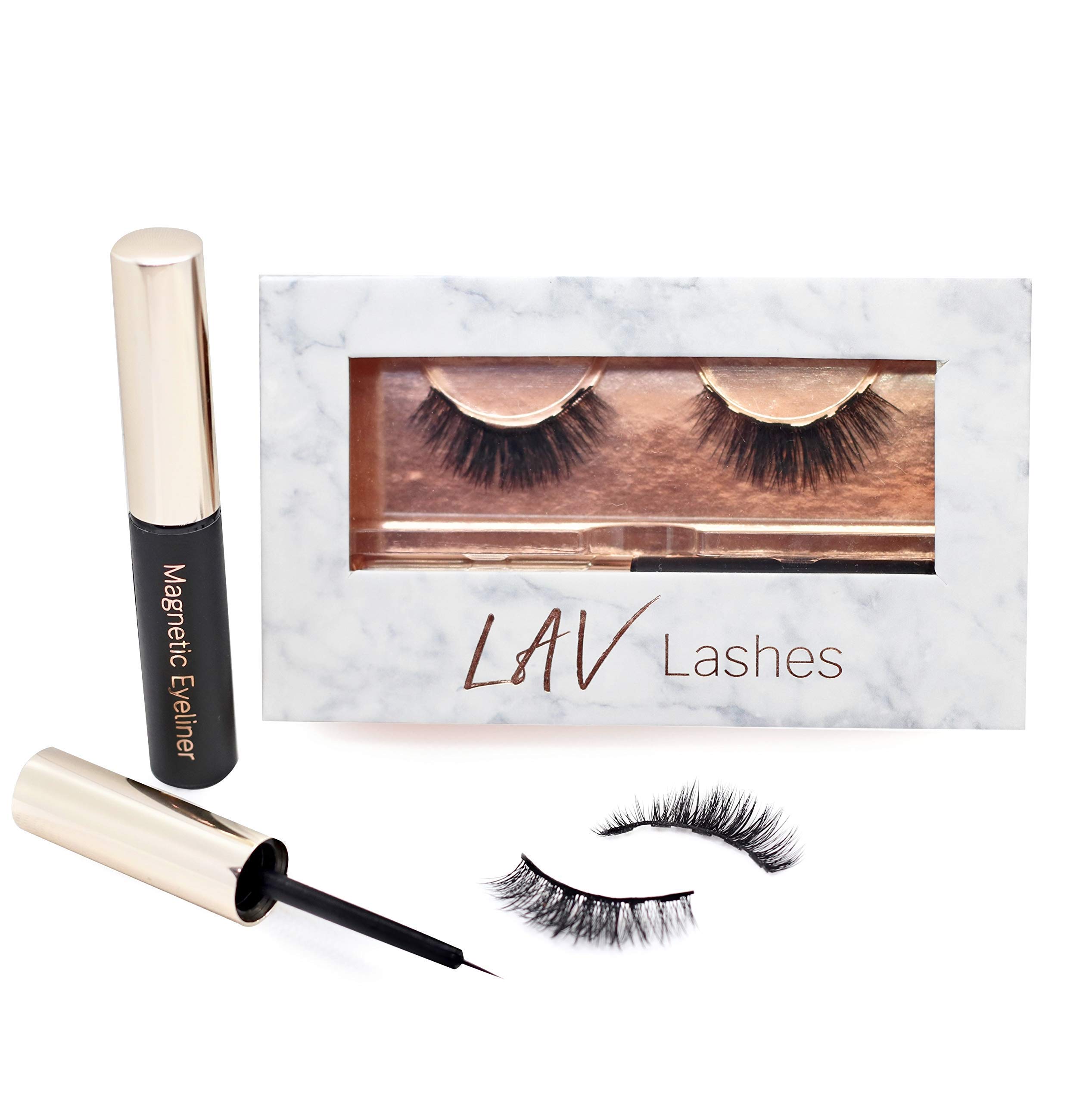 Magnetic Eyelashes with Eyeliner - False Lashes Easy to Use Natural Look by LAV Lashes