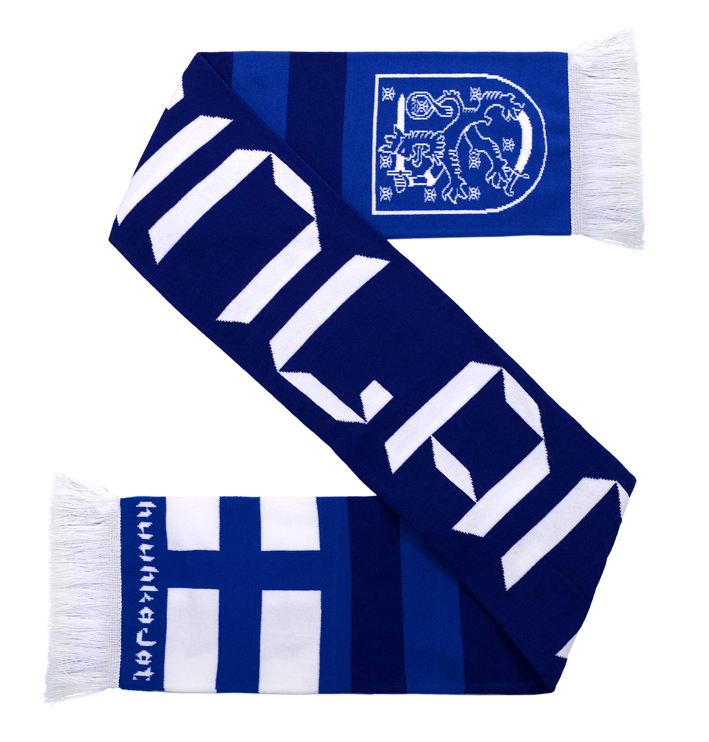 Suomi Finland Soccer High-Definition HD Knit Scarf, White, Blue, fits all