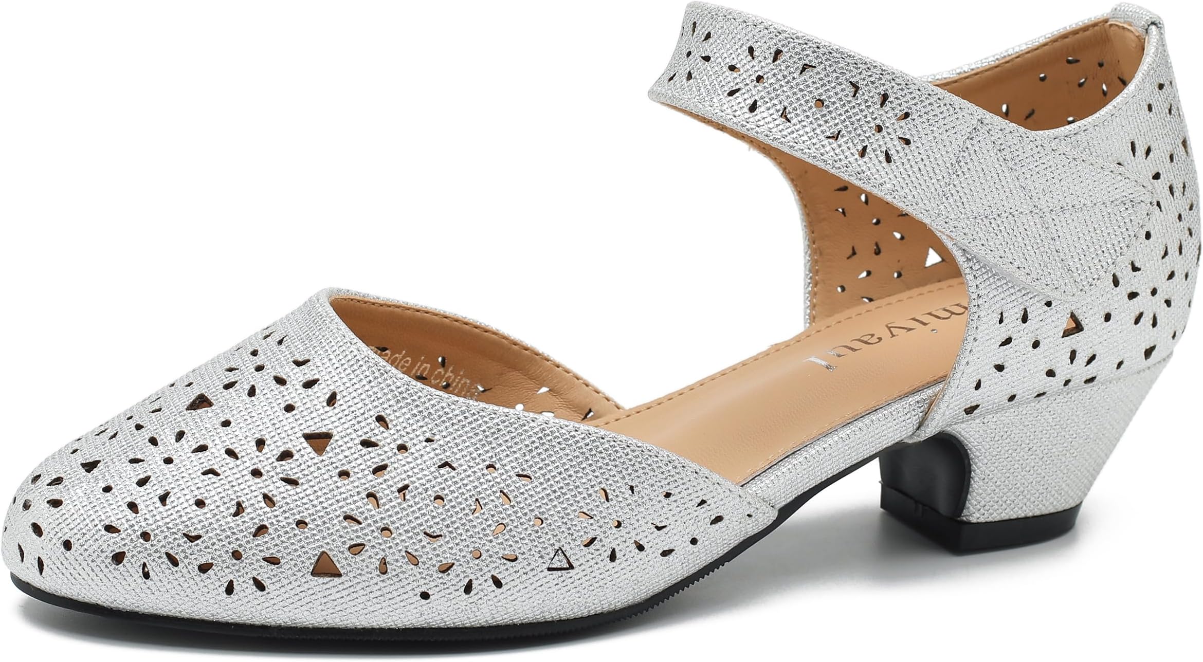Women's Ankle Strap Cut Out Closed Toe Low Block Heels Pumps Retro Shoes Hook and Loop D'Orsay Comfortable Vintage Dressy Wedding Party Work Church Shoes