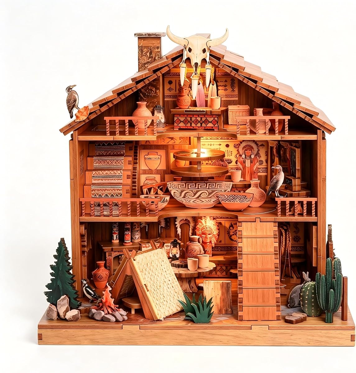 Miniature Dollhouse Kit, DIY Mini House Kit for Adult, Plume Totem