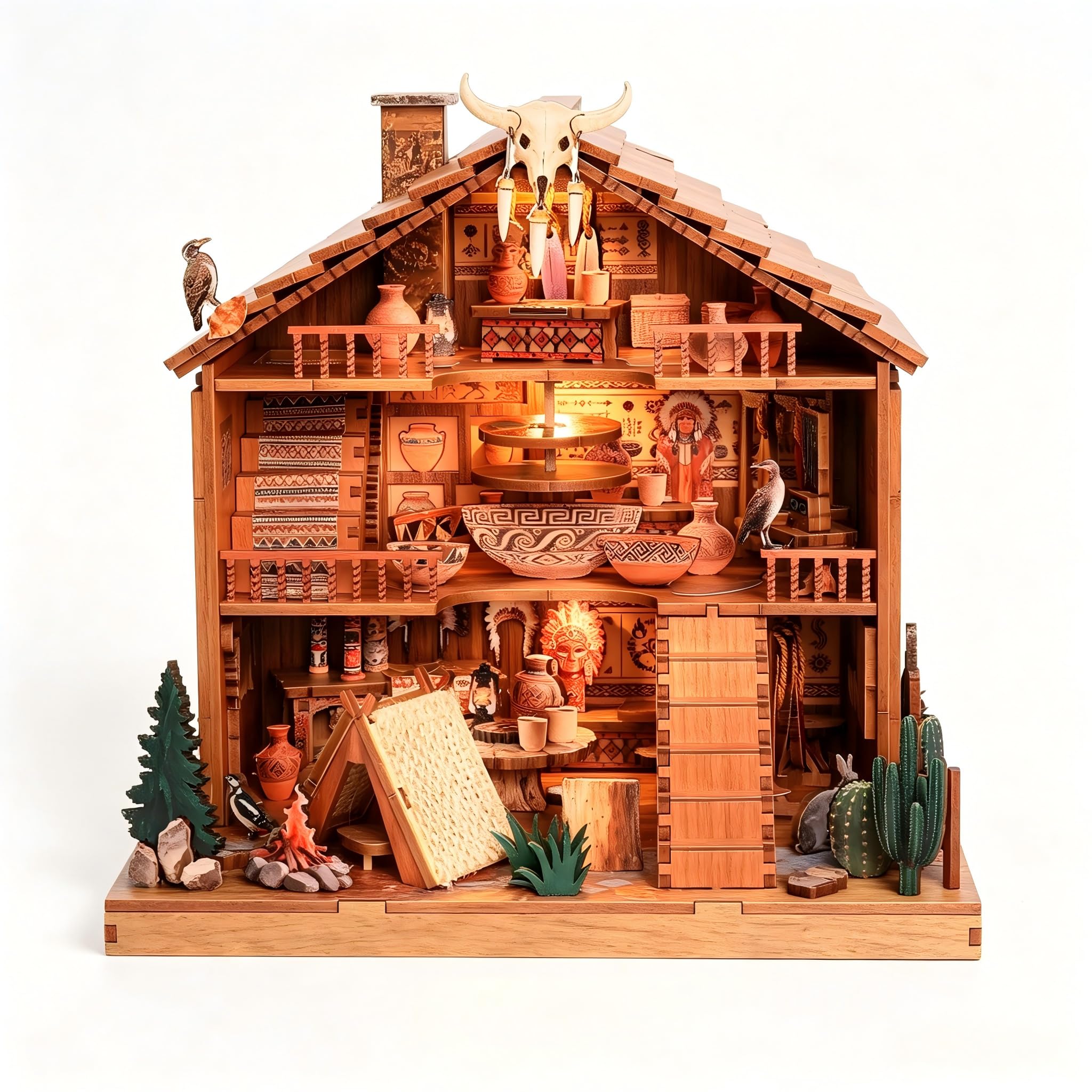 ETKVR Miniature Dollhouse Kit, DIY Mini House Kit for Adult, Plume Totem