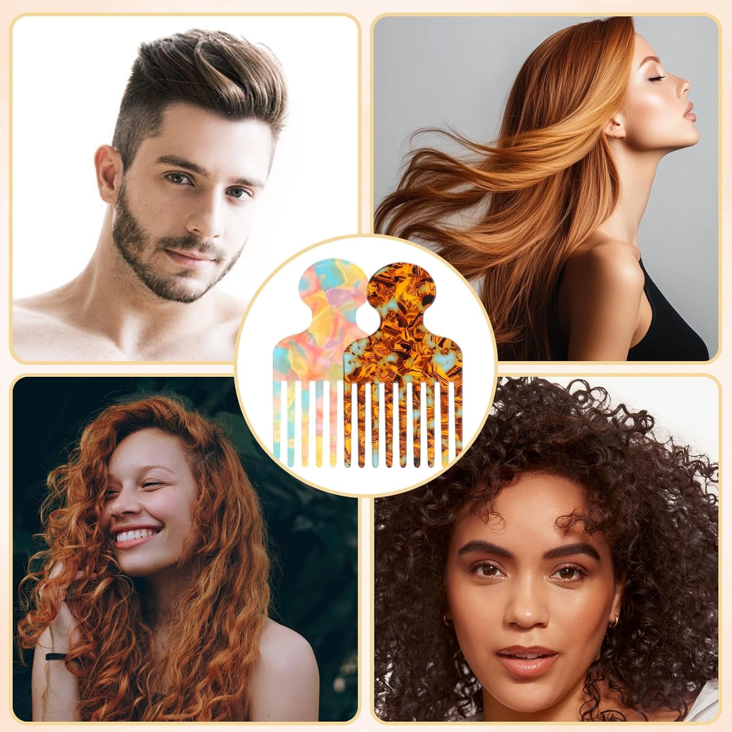 2pcs Hair Pick Comb Long Wide Tooth Comb for Curls 4.7in Smooth Detangling Lifting Curly Hair Picks Afro Smooth Styling Tools for Women Men Barber Supplies(Colorful) - Image 7