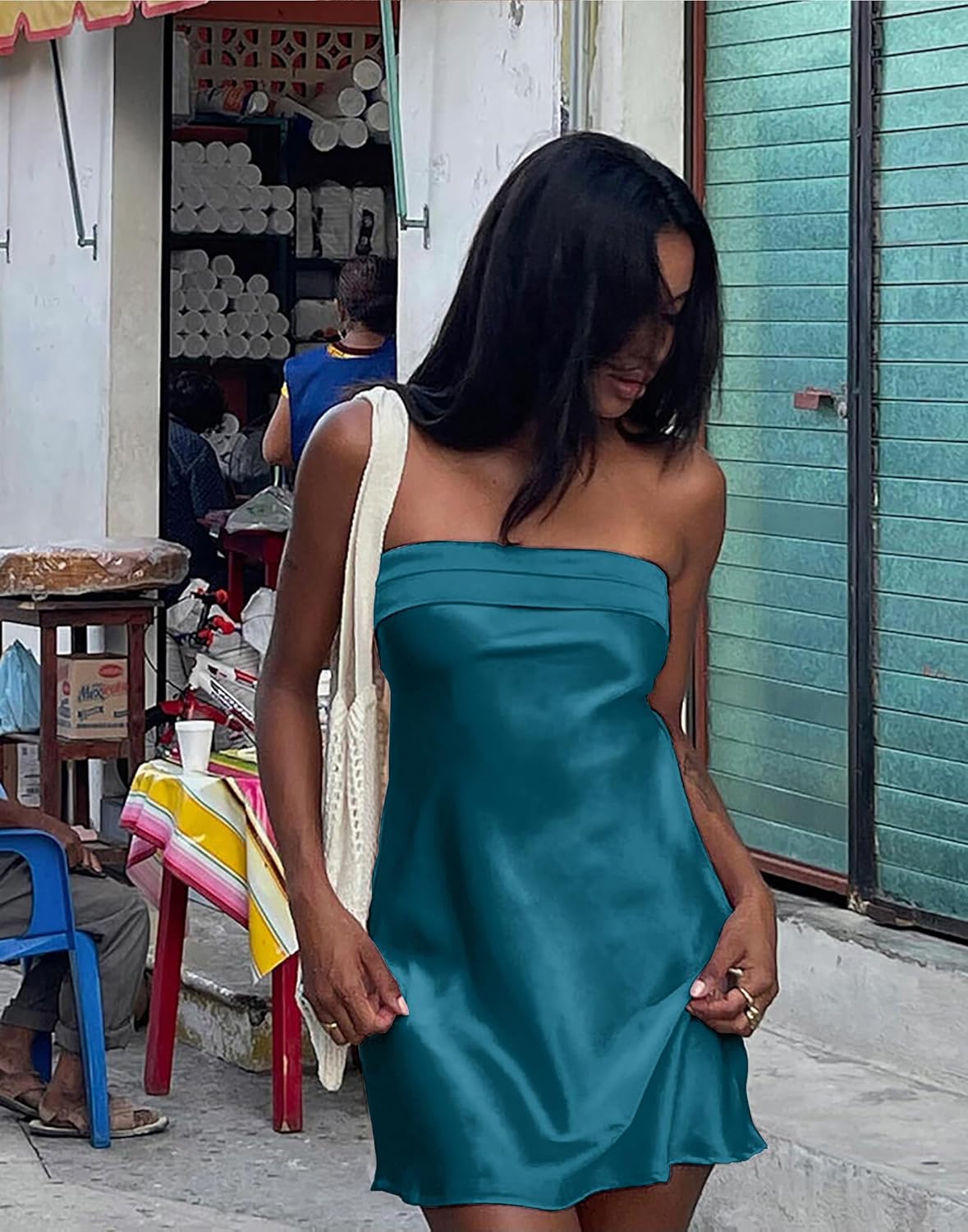 HYPERFIRE Women's Elegant Strapless Tube Cut Out Back Mini Dress Summer Cocktail Dresses - Image 8