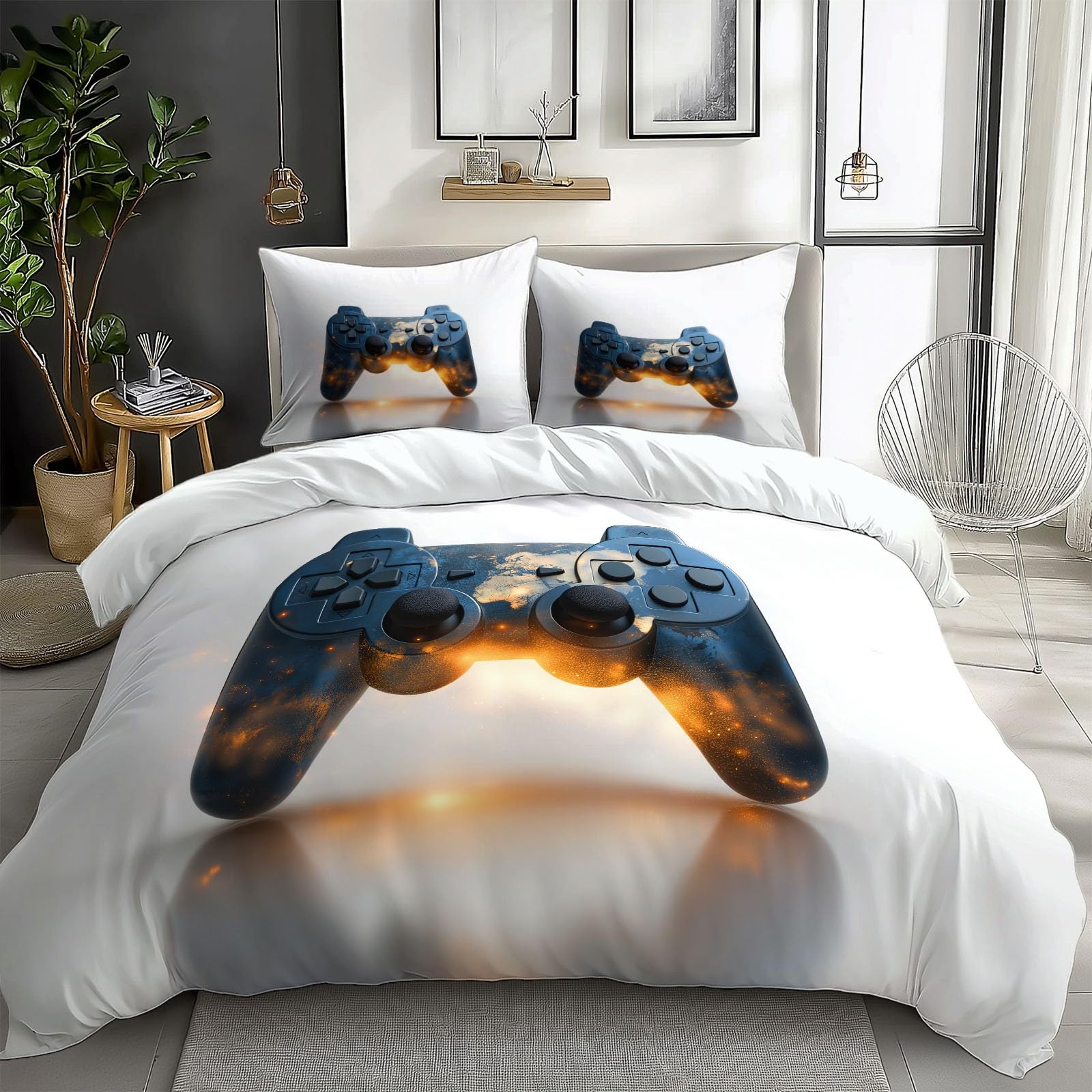 Juego de cama infantil con mando de 260 x 240 cm, funda nórdica ligera sin pliegues, de dibujos animados 3D, ligera, sin pliegues, juego de cama con mando para adolescentes y 2 fundas de almohada