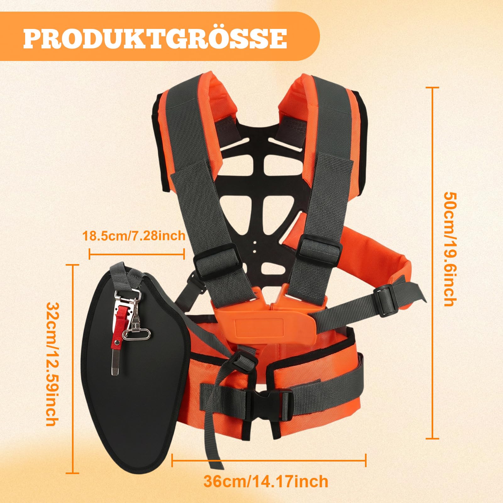 Doppelter Trimmer-Schultergurt, Schultergurt Trimmer, Doppelschultergurt Tragegurt für Motorsense, Doppelschultergurt Profi für Rasentrimmer Freischneider Gartenarbeit Zubehör