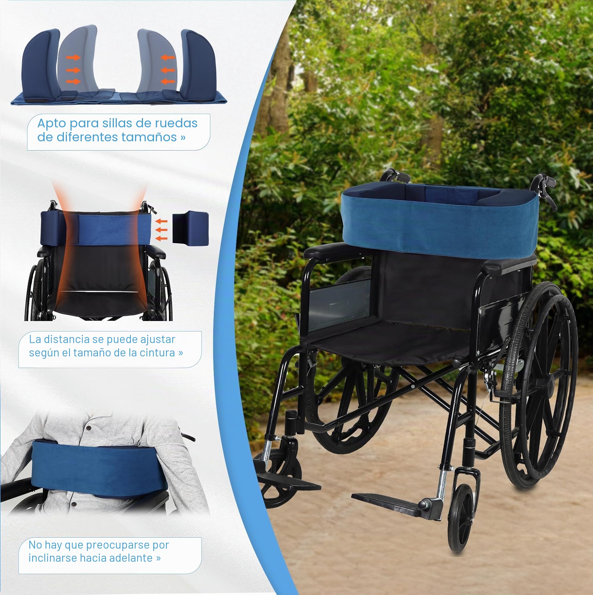 Soporte Lateral para Silla De Ruedas Protectores Laterales Almohada De Espuma Cojín De Respaldo para Silla decuado para Personas Mayores y Personas con Discapacidad