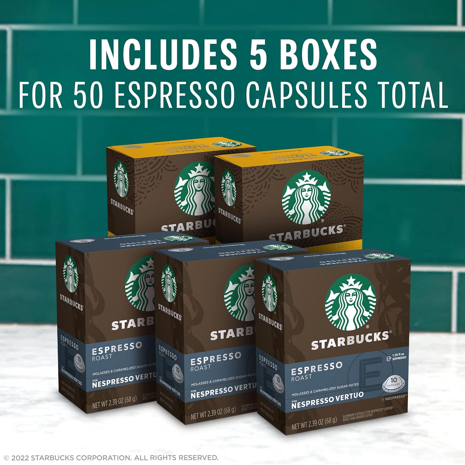 Starbucks by Nespresso Vertuo, Blonde & Dark Roast Variety Pack Coffee & Espresso, 50-count Coffee and Espresso Pods, Brews 7.8 oz and 1.35 oz.