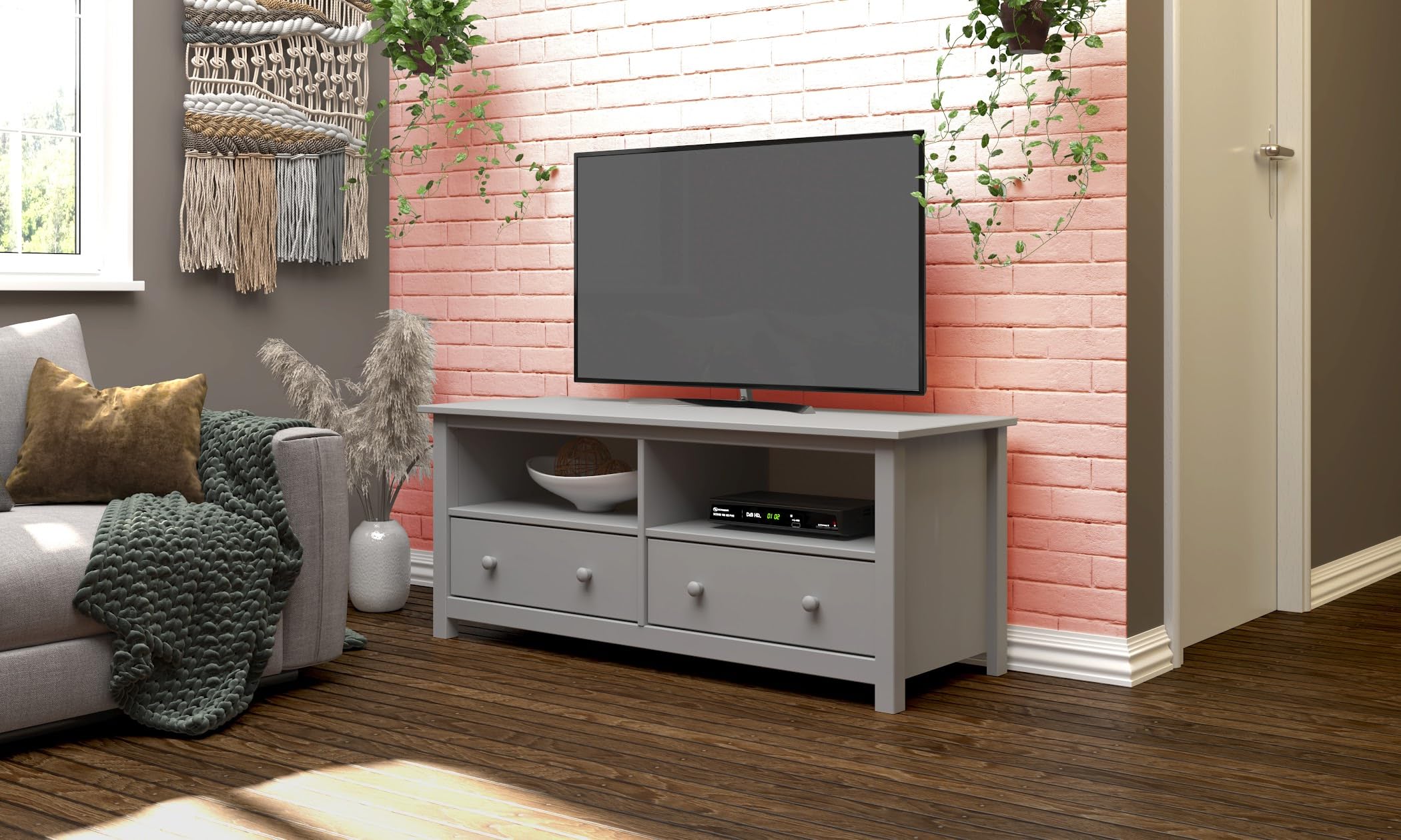 From the Tree Furniture TV Stand Entertainment Unit Gray - Versatile TV Stand Complements Various Styles, Crafted from Durable Solid Wood