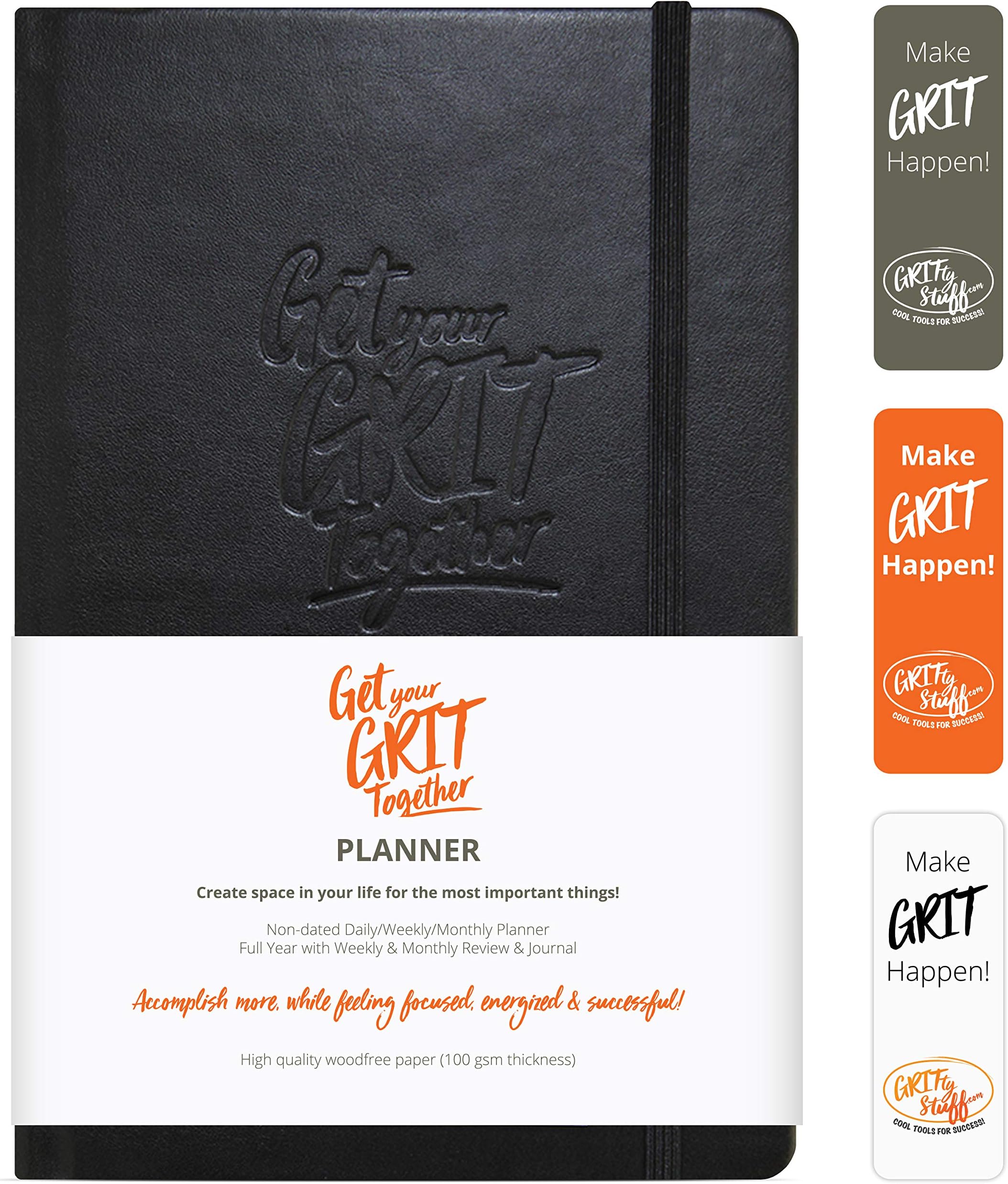 GRIT Planner for Productivity. Instantly Reach Goals with Proven GRIT Success System - Full Year Goal Setting Planner Undated with Journal - Personal Organizer 2024 2025