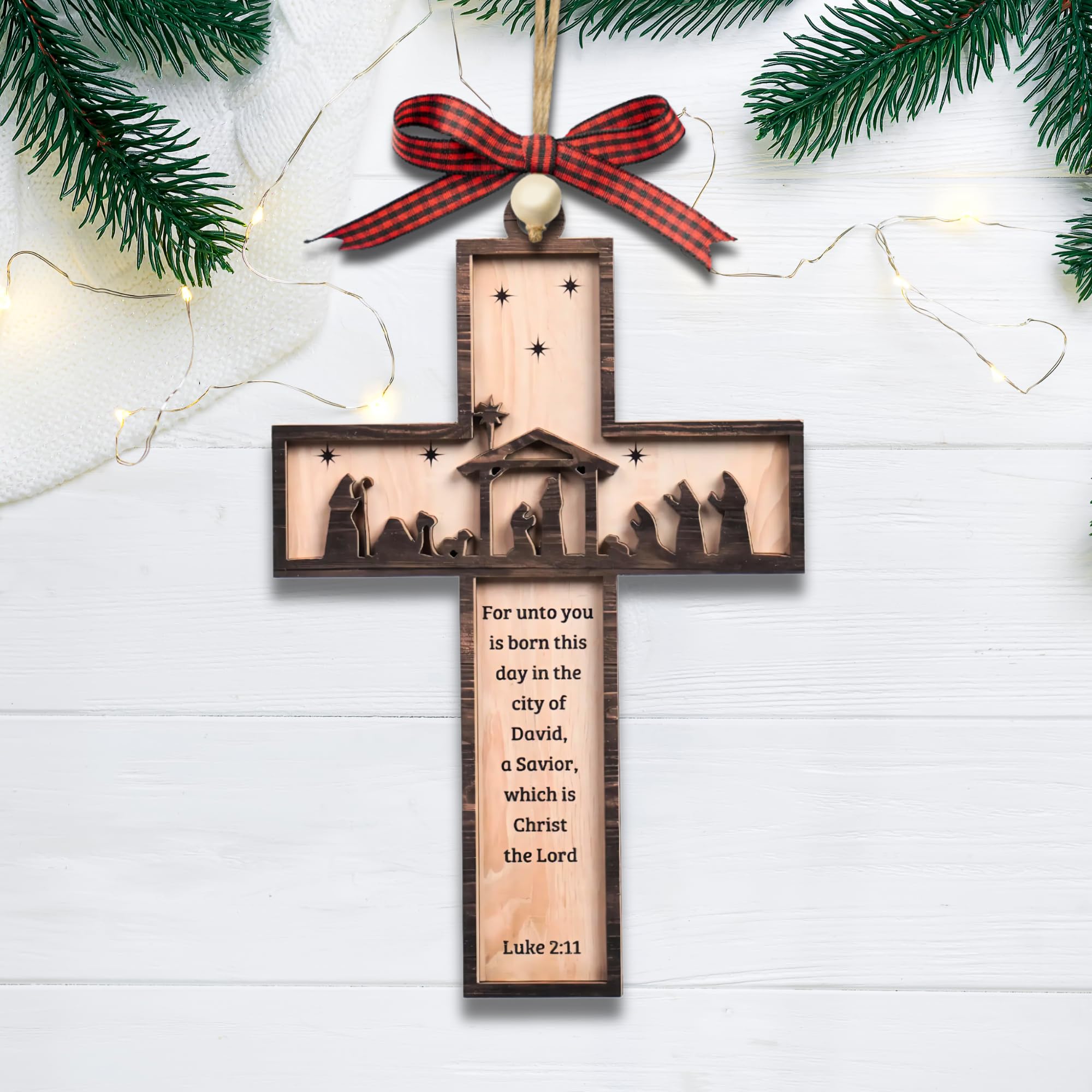 Amazon.com: Rustic Wooden Christian Christmas Ornaments, for Women, Religious Christmas ...