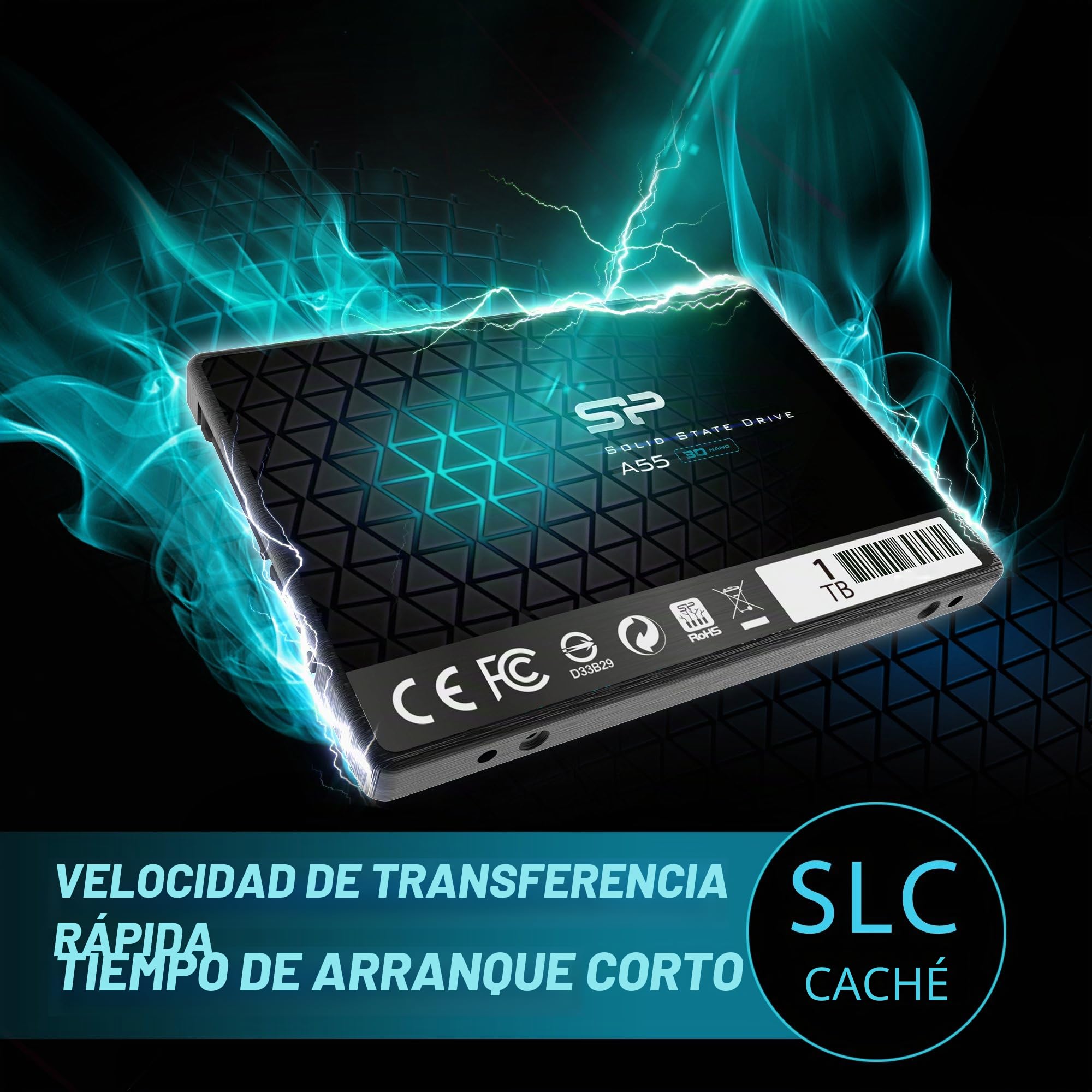 Silicon Power-1TB SSD 3D NAND A55 SLC Cache Performance Boost SATA III 2.5" 7mm (0.28") Internal Solid State Drive , Black