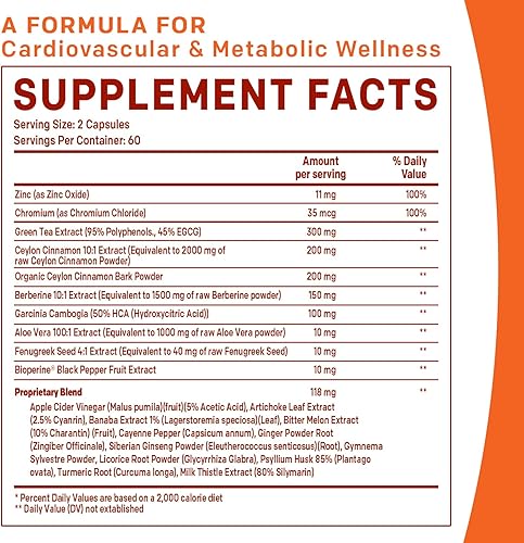 Miniatura 2 de Suplemento de berberina 21 en 1 con cromo de canela de Ceilán, melón amargo y extracto de té verde (120 unidades) y quercetina 28 en 1 con