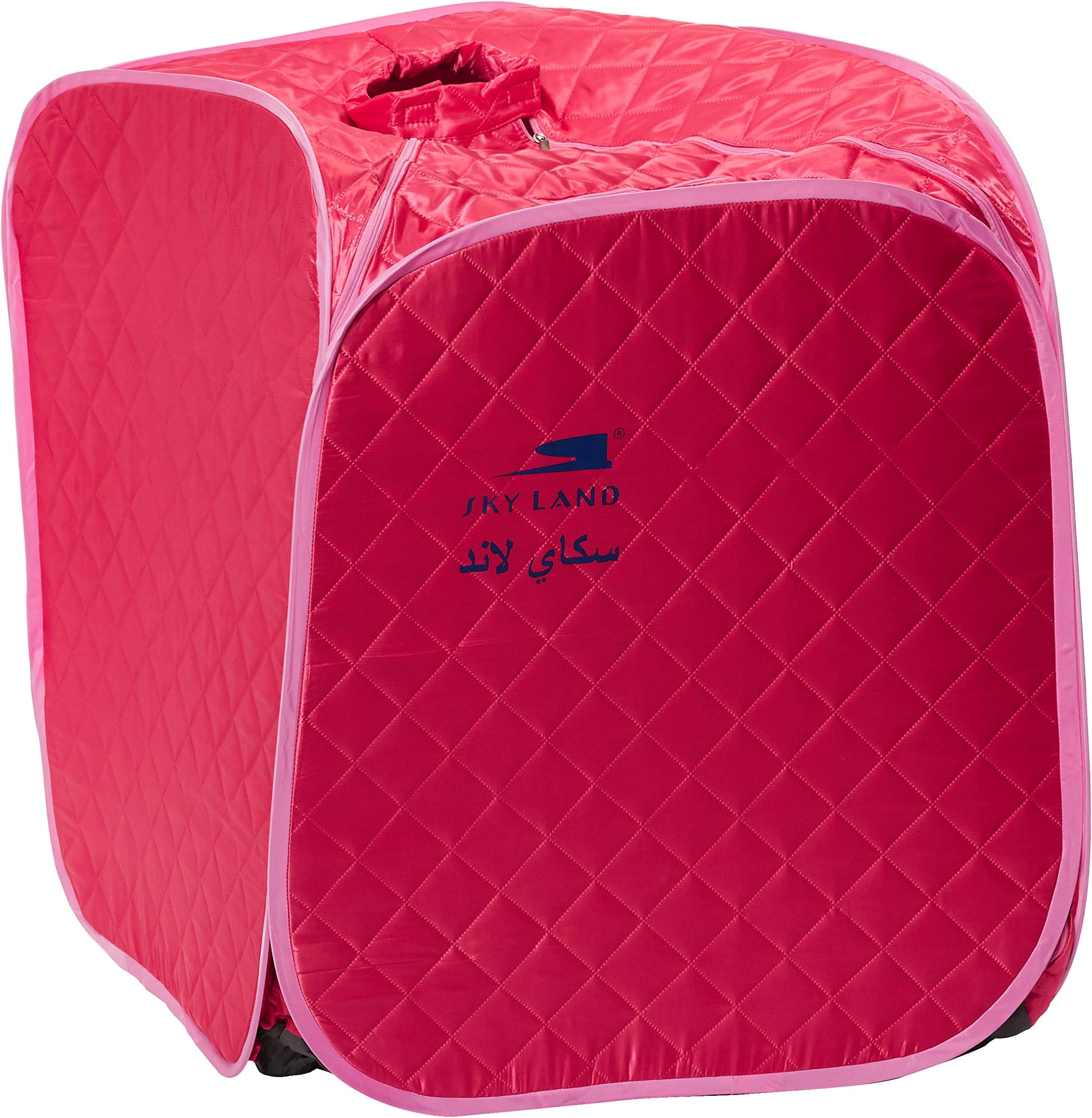 SKY LAND Portable Steam Sauna, Home Spa Sauna Tent with LED Steam Generator, Remote Control, Folding Chair & Foot Massager, Personal Relaxation & Detox Therapy for Men & Women (Pink, Small) EM-9209