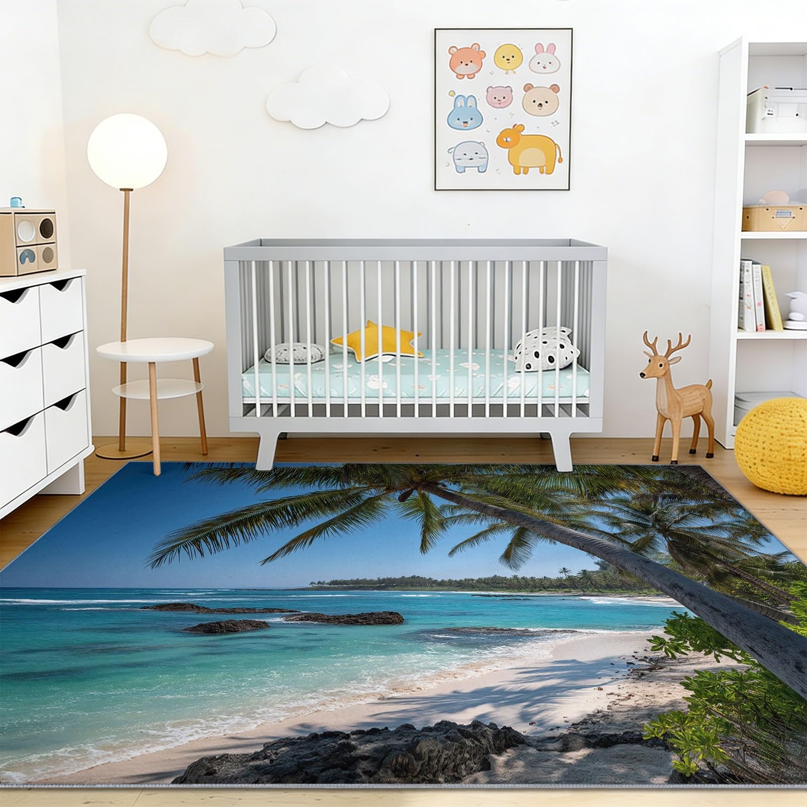 Tapis de salon lavable jaune et bleu 160x230 cm à poil ras