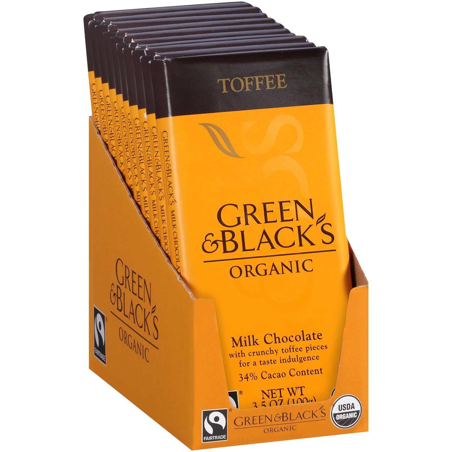 Dark Chocolate with Ginger Organic 3.50 Ounces (10 Bars)