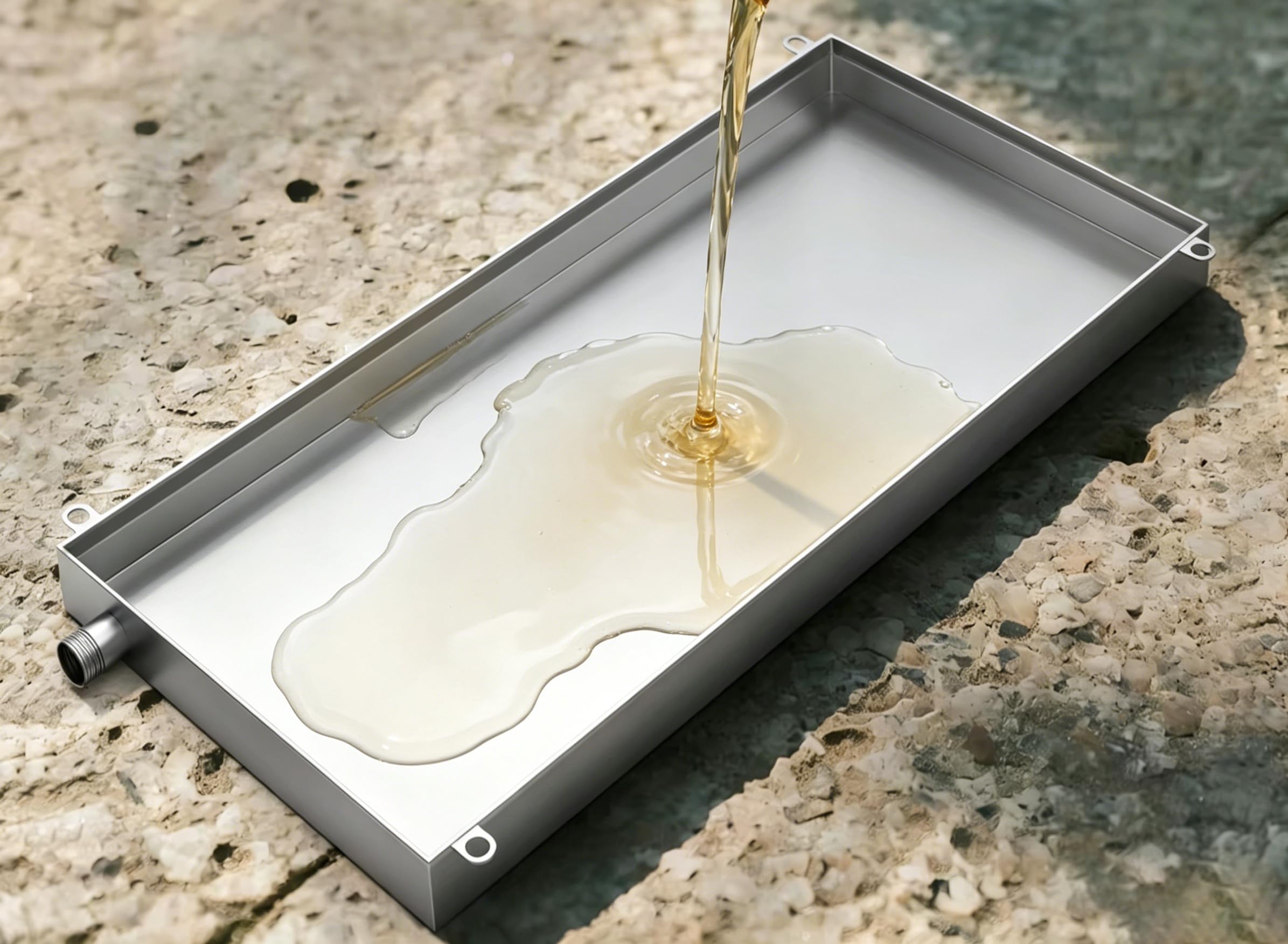 Vasca di raccolta con scarico, vaschetta di raccolta dell'olio, vasca di raccolta della condensa con tubo di scarico da 3 m, vasca di raccolta antiruggine per dispositivi interni ed esterni, per