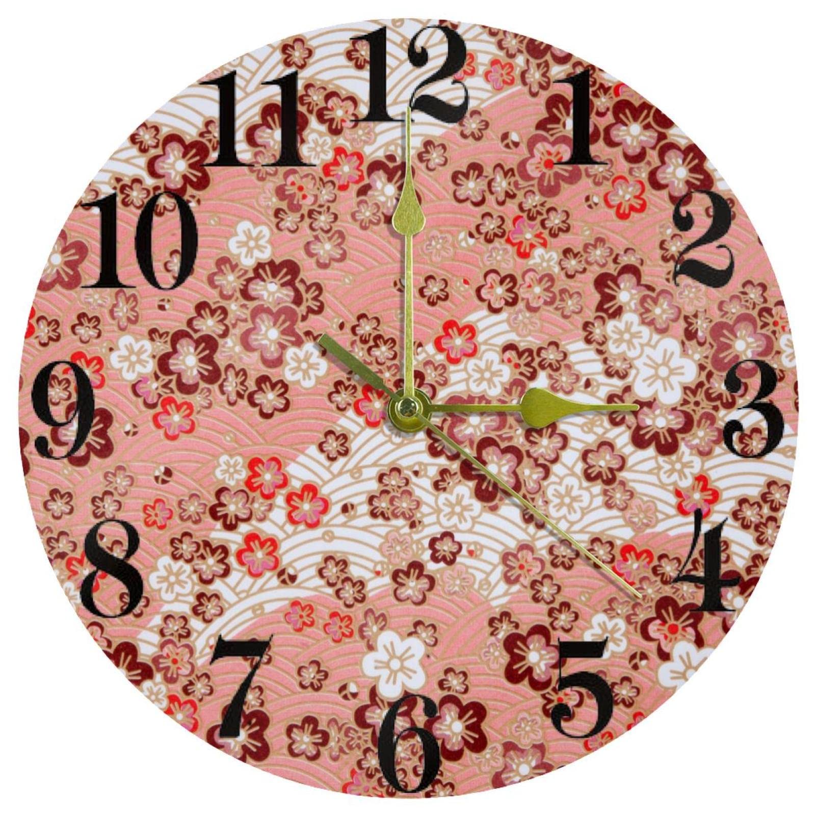 Horloge murale rose pour chambre et maison, grand cadran rond de 25,4 cm
