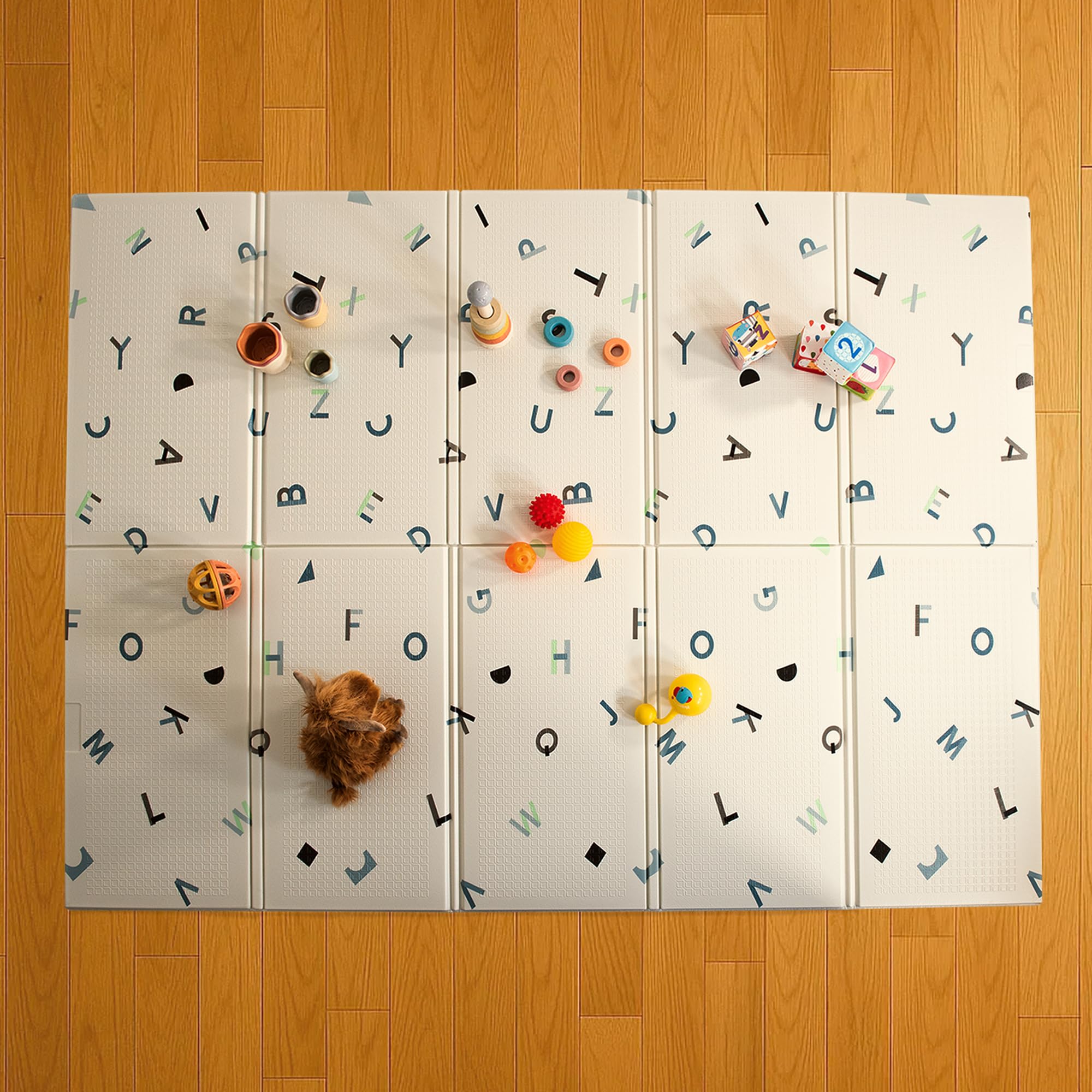 KandyToys 1.98m x 1.48m Folding Alphabet Baby Mat | Thick Padded XPE Baby Crawl Mat | Waterproof | Safe โ image 1