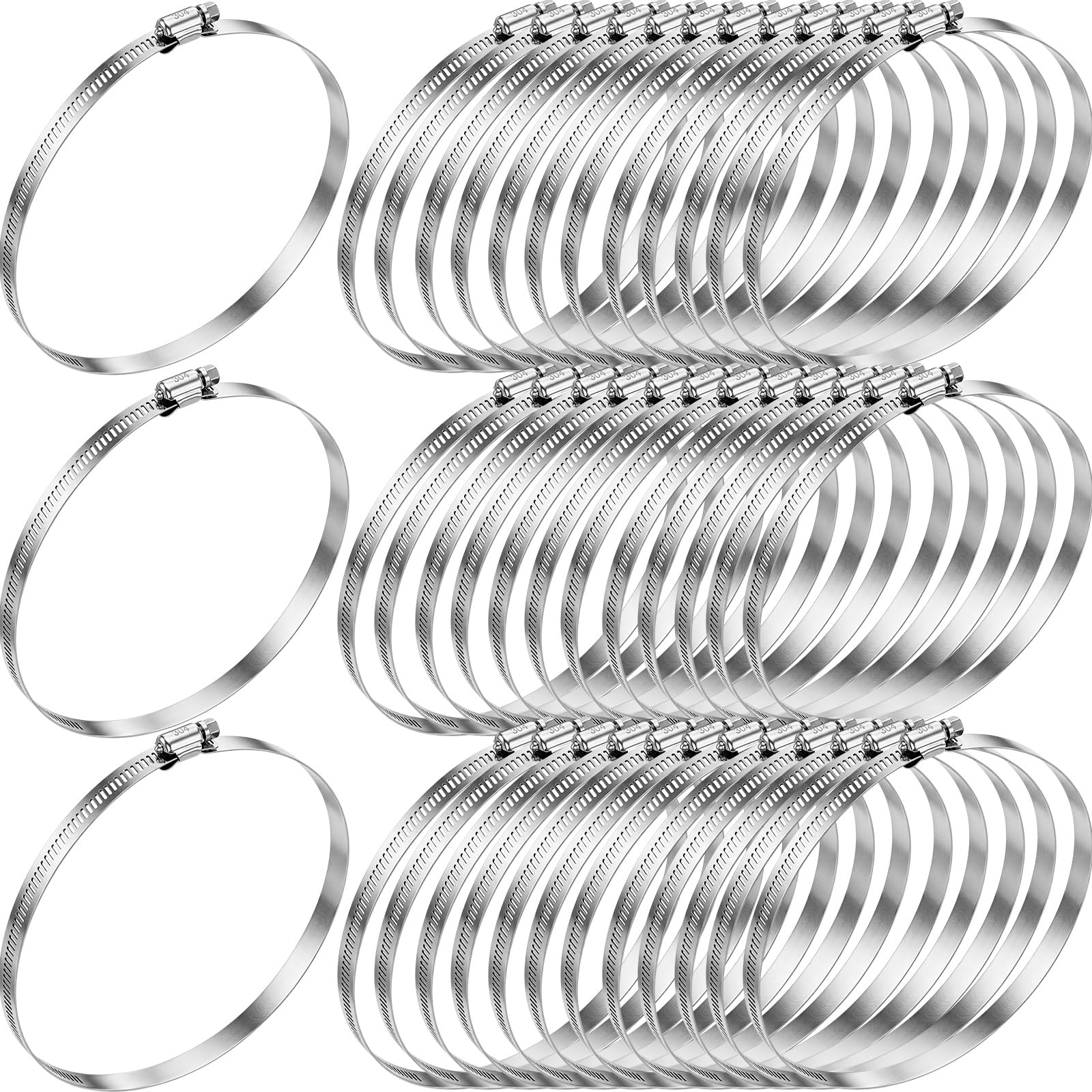 Zhengmy 50 Pack 3 in Stainless Steel Hose Clamps, 2-13/16" to 3-3/4"